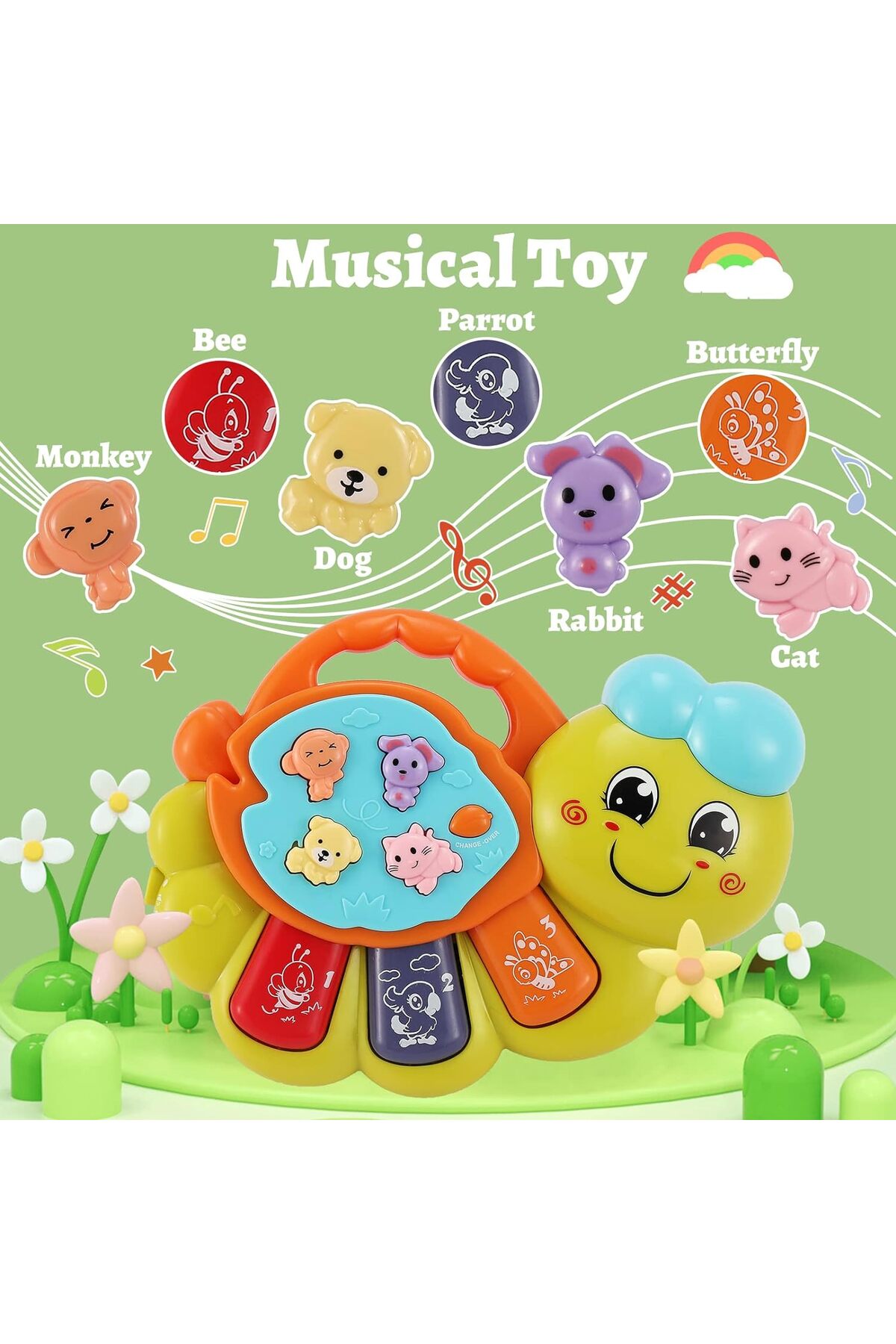 TUENGİ STORE Işıklı Müzikli Bebek Aktivite Oyuncağı Piyano Sevimli Tırtıl Müzikli Eğitici Oyuncak fotoğrafı 3 (önizleme)