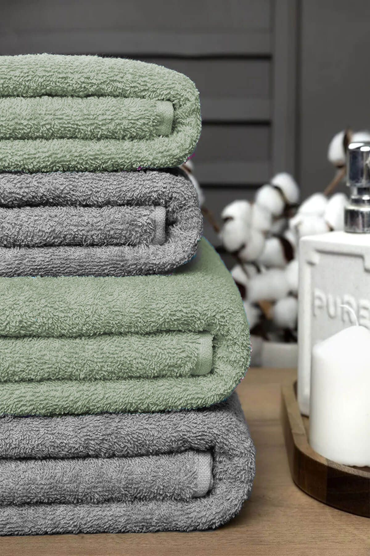 Mira Home 4 Piece Bath Towel Set Soft Large Towel Cotton Towel Set 90X150 Cm Gray Trendyol