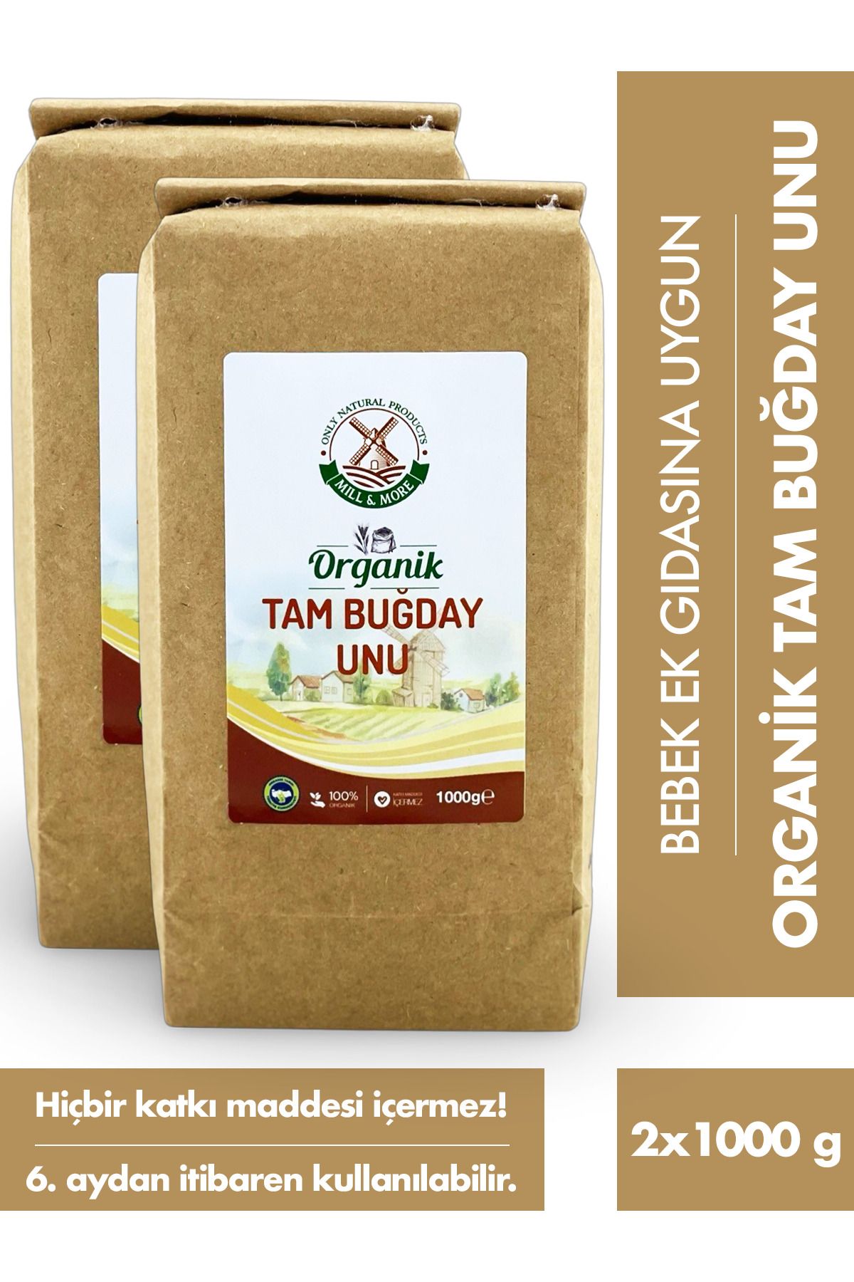 Mill & More Only Natural Products 2'li Organik Tam Buğday Unu 1000 g