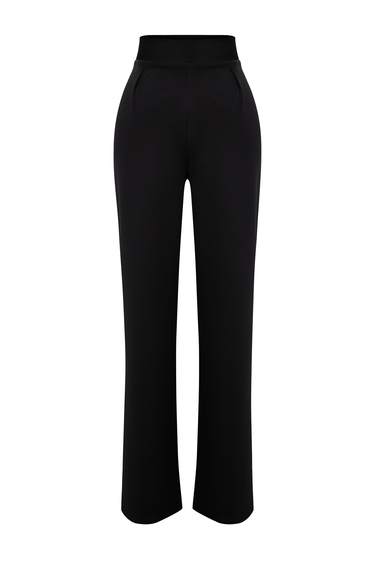 Trendyol Collection-Relaxed Fit Black Knitted Palazzo Trousers - Pleated Wide Leg TWOSS24PL00038 6