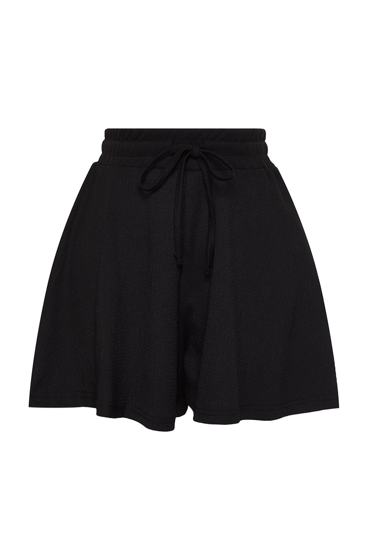 Trendyol Collection-Fekete, laza szabású, normál derékpánt/texturált kötött rövidnadrág TWOSS22SR0212 6