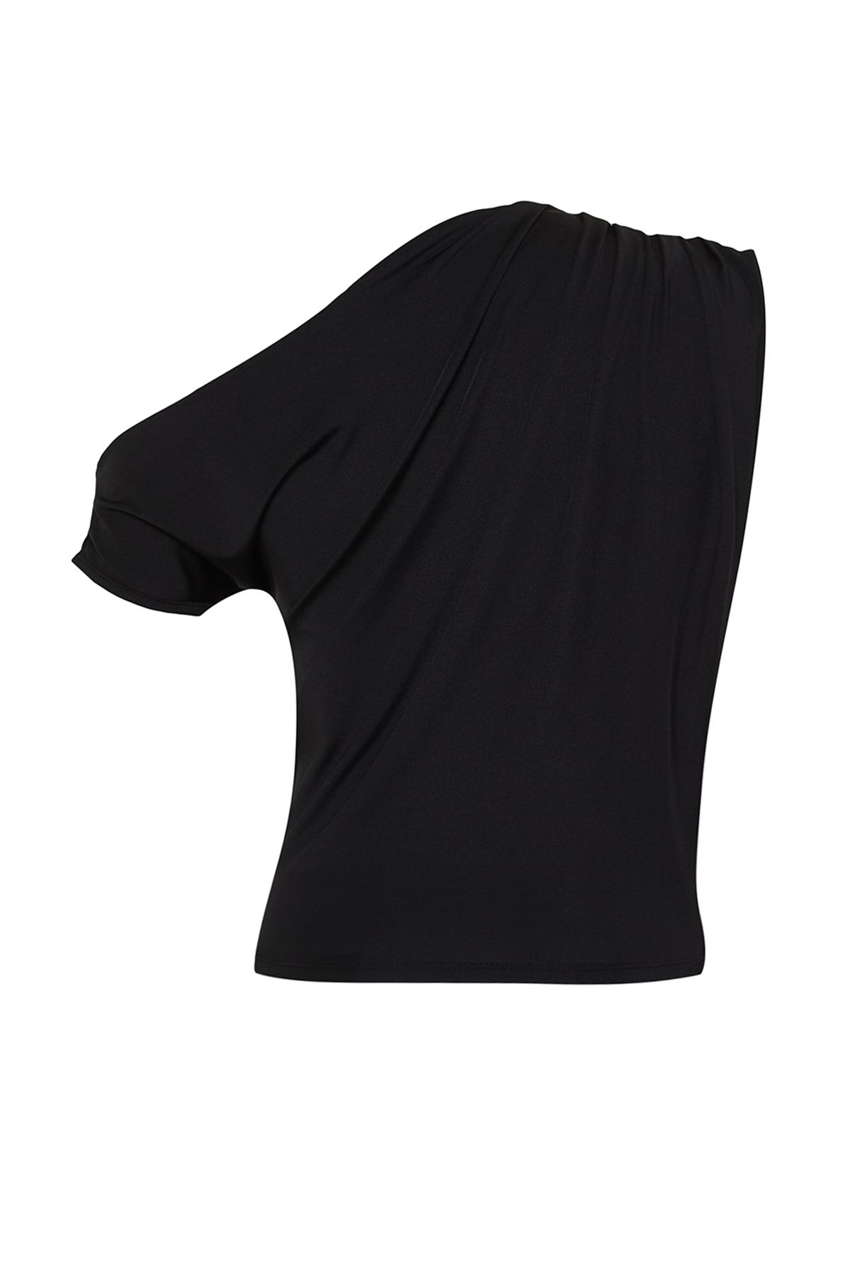 Trendyol Collection-Schwarze, flexible Strickbluse mit normaler/normaler Passform, asymmetrischem Ausschnitt, Nullärmeln und Druckknöpfen TWOSS24BZ00396 7