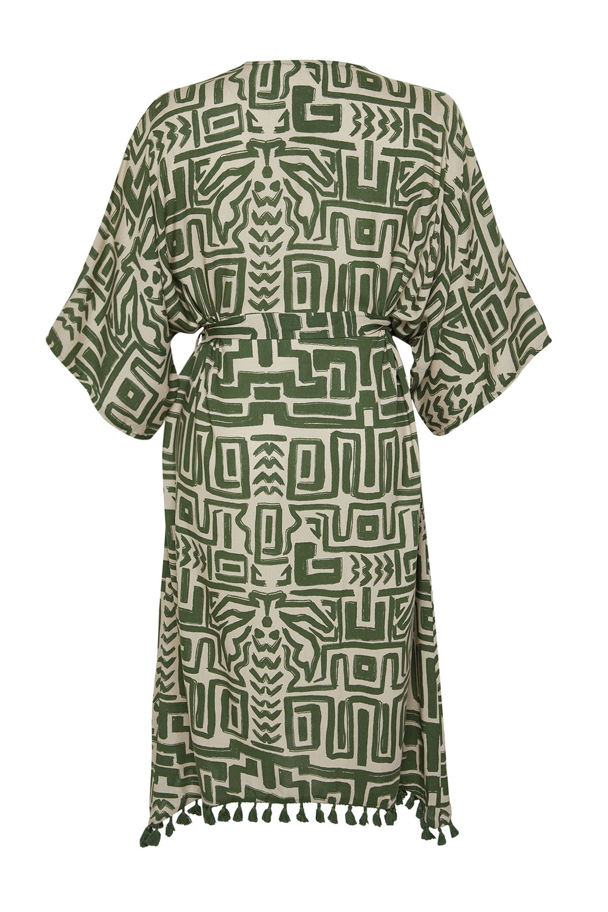 Trendyol Curve-Îmbrăcăminte de plajă din viscoză cu mâneci liliac - Fusta multicoloră, kimono și caftan de mărime mare TBBSS24DE00005 8