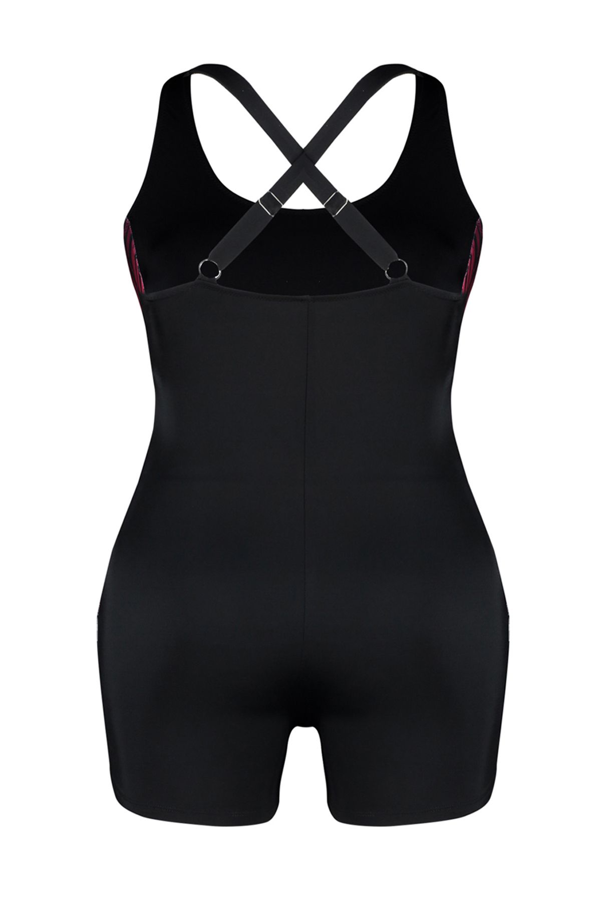 Trendyol Curve-Plus Size Swimsuit with Black Pool Collar Color Block Shorts Tbbss24Am00017 8