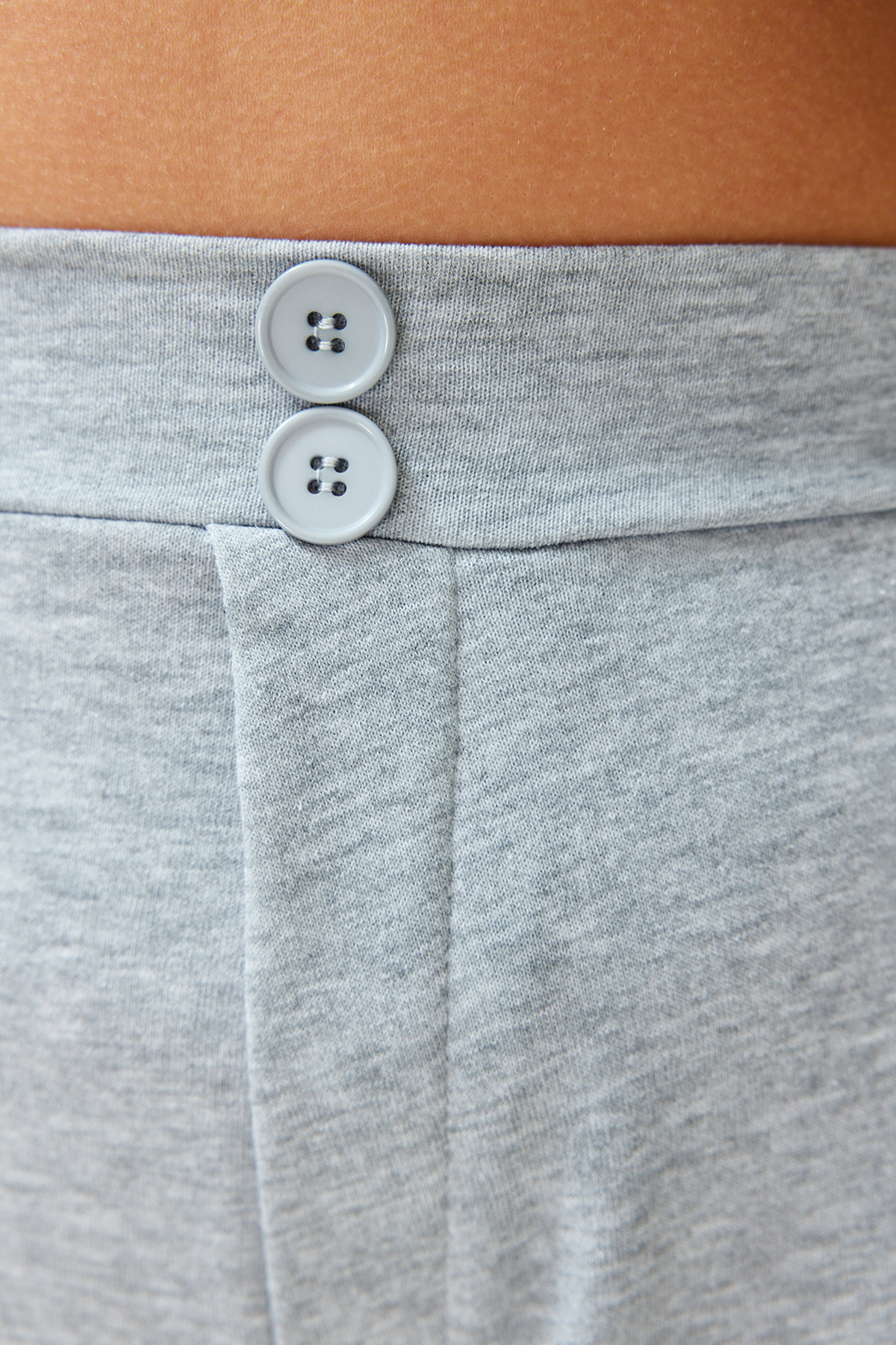 Trendyol Curve-Gray Button Detail 100% Cotton Knitted Plus Size Shorts & Bermudas Tbbss24Ap00020 5