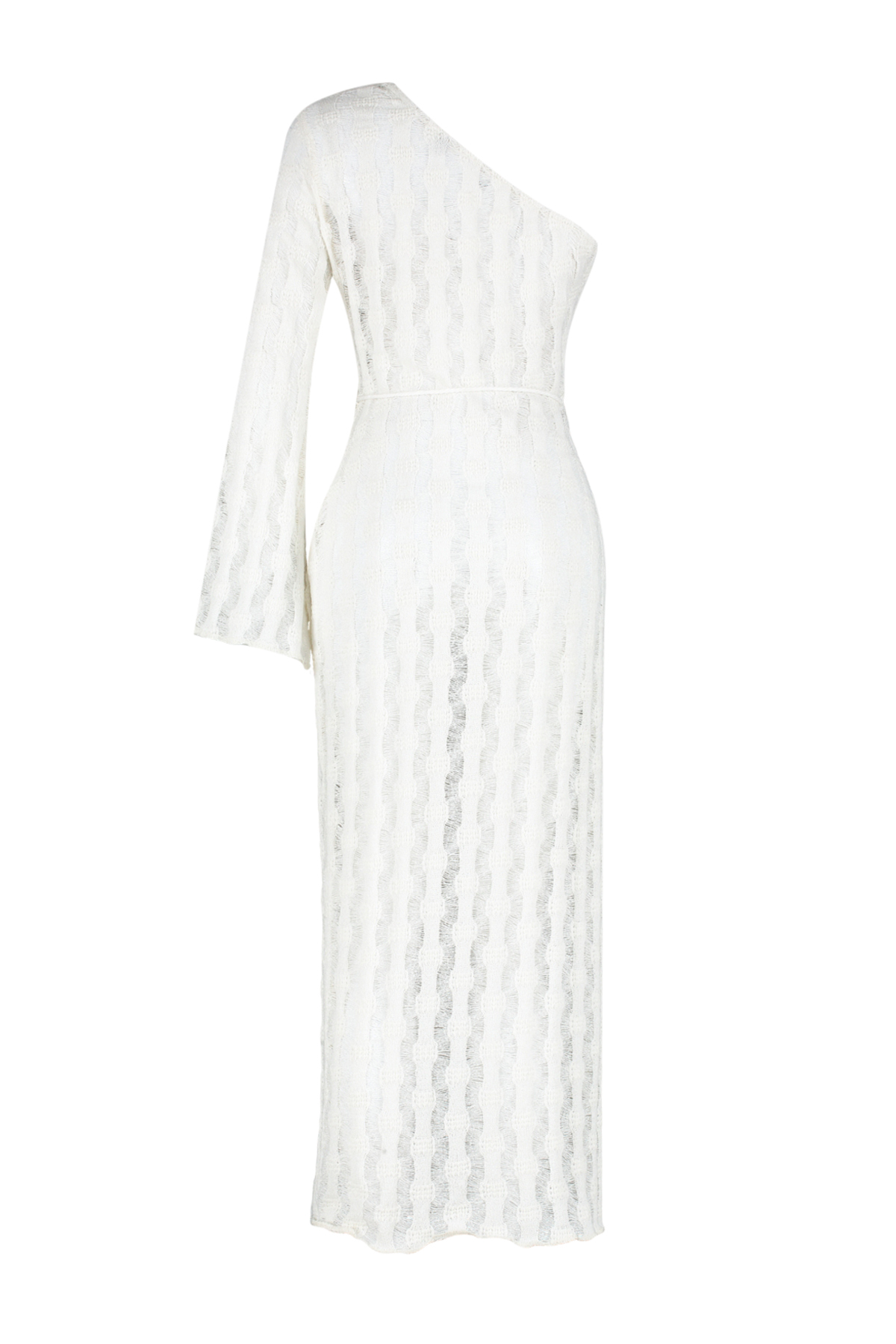 Trendyol Collection-Beigefarbenes, tailliertes Max-Strickkleid mit Gürtel und einer Schulter, Strandkleid TBESS24EL00025 9