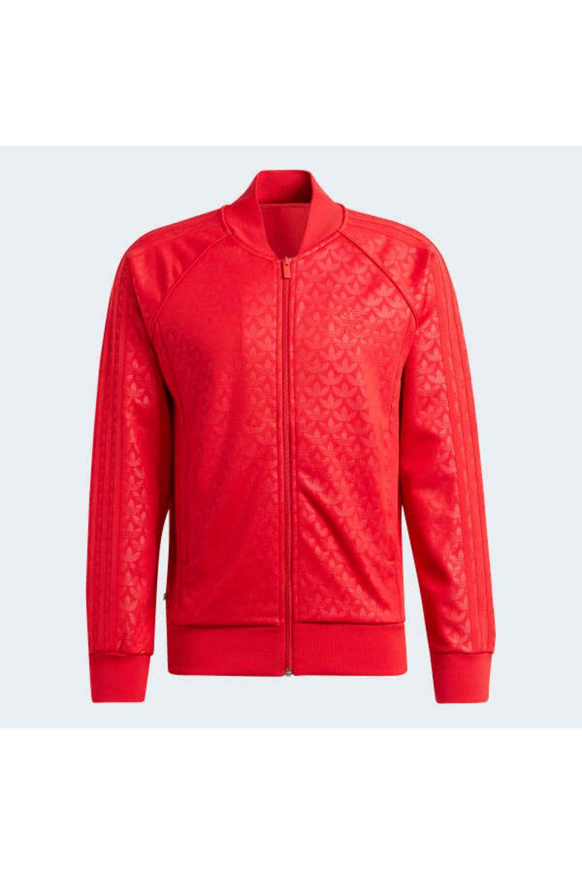 Red leather adidas jacket discount