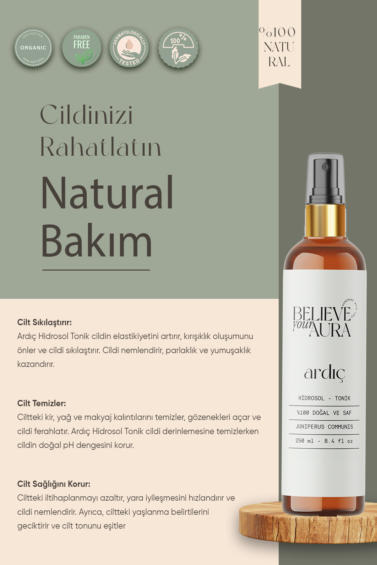 Ardıç Suyu %100 Saf Ve Doğal Cilt Yenileyici Detoks Etkisi Tonik - 250 ml — HDTARD — تصویر 2 از 2