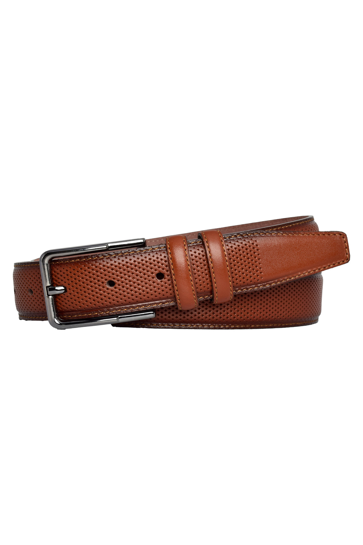 GoDeri-Brown Stitched Classic, Fabric Trouser Belt 3.5 Cm 4