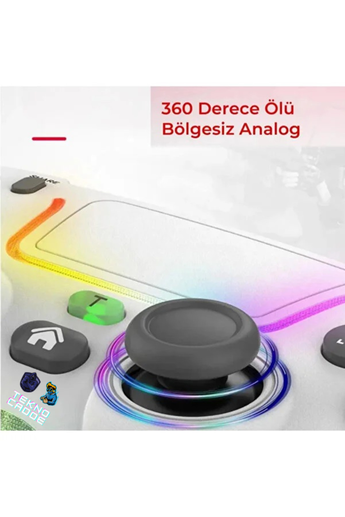 P07 RGB Işıklı Titreşimli PS4/iPhone/iPad/Android/Switch/PC Uyumlu Oyuncu Gamer Joystick 3