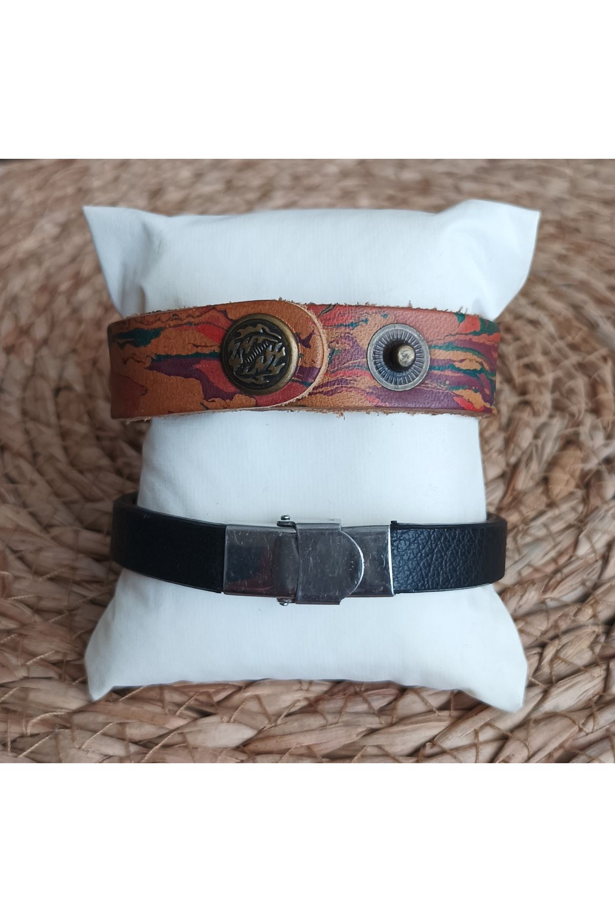 BRC Collection-Men's Leather Bracelet, Double Bracelet 2