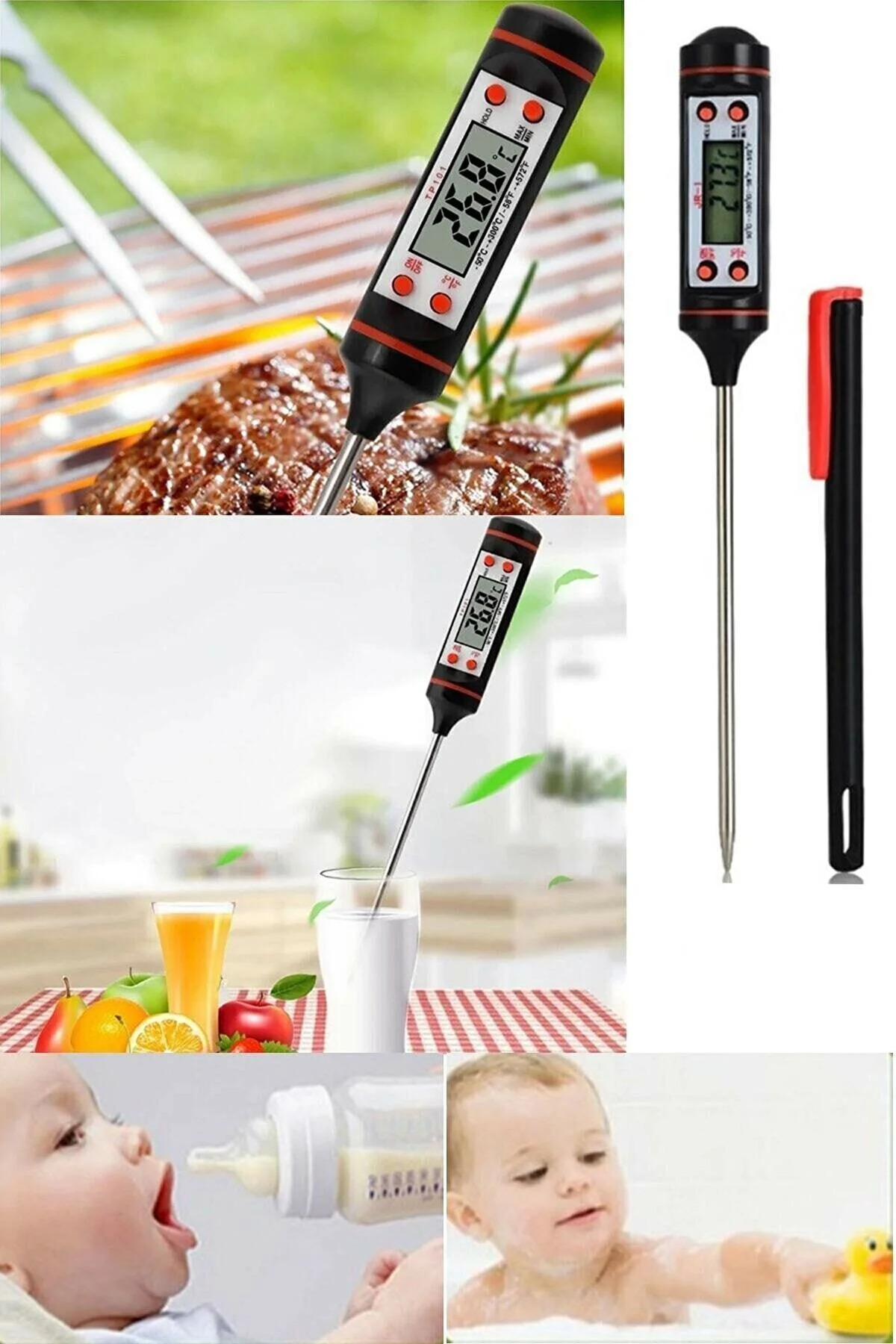 MorPort Dijital Gıda Termometersi Sıvı Gıda,Mama,su,süt Yiyecek Sıcaklık Ölçer Mutfak Için Gıda Termometresi