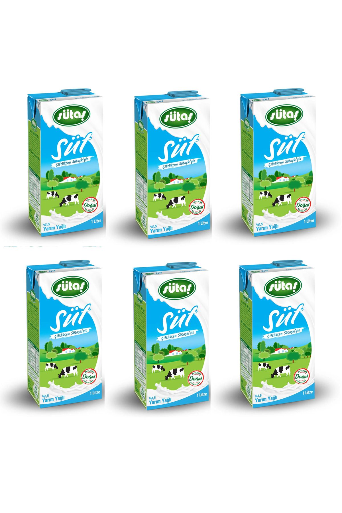 Sütaş Yarım Yağlı Süt 1 Lt X 6 Adet