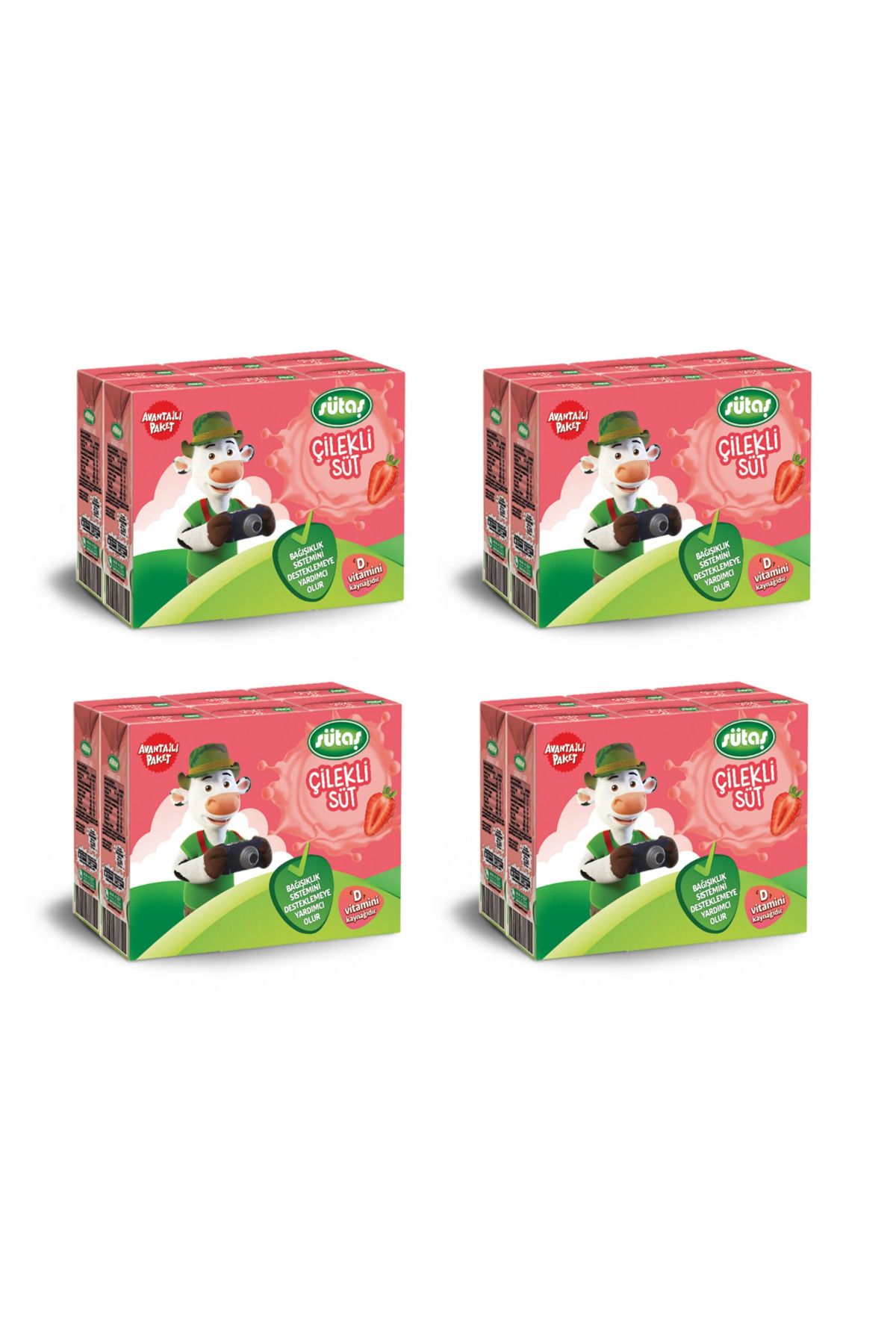 Sütaş Çilekli Süt 180 Ml X 24 Adet