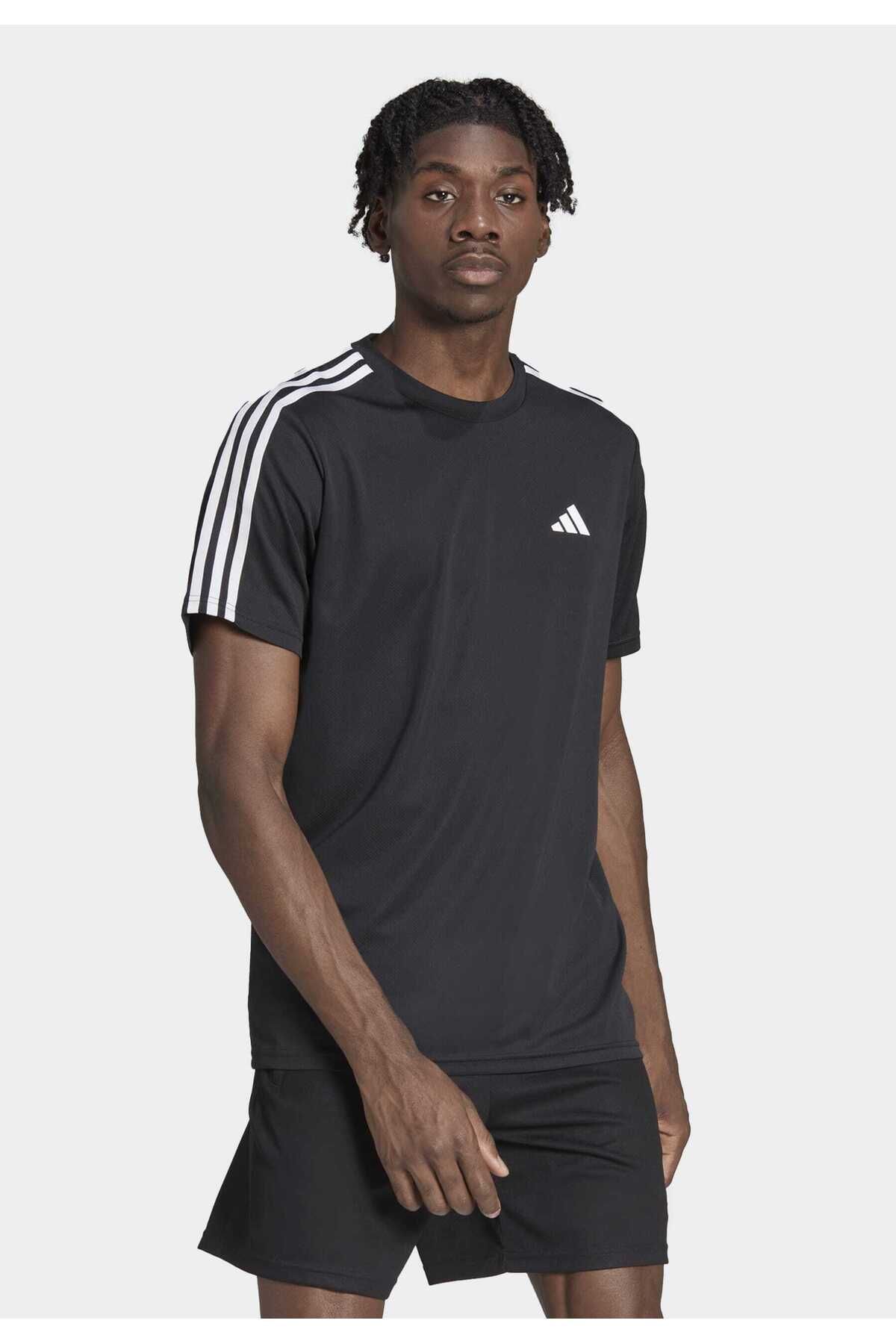 Adidas essentials 3 stripe t shirt best sale