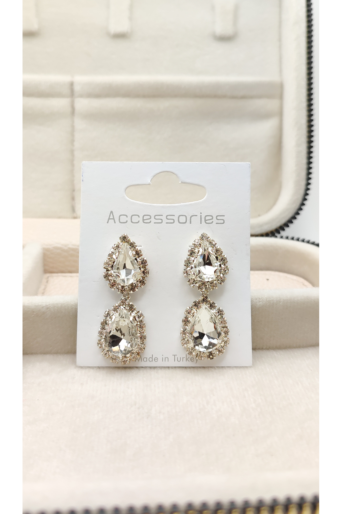 Sallantılı Damla Zirkon Taşlı Abiye Küpe