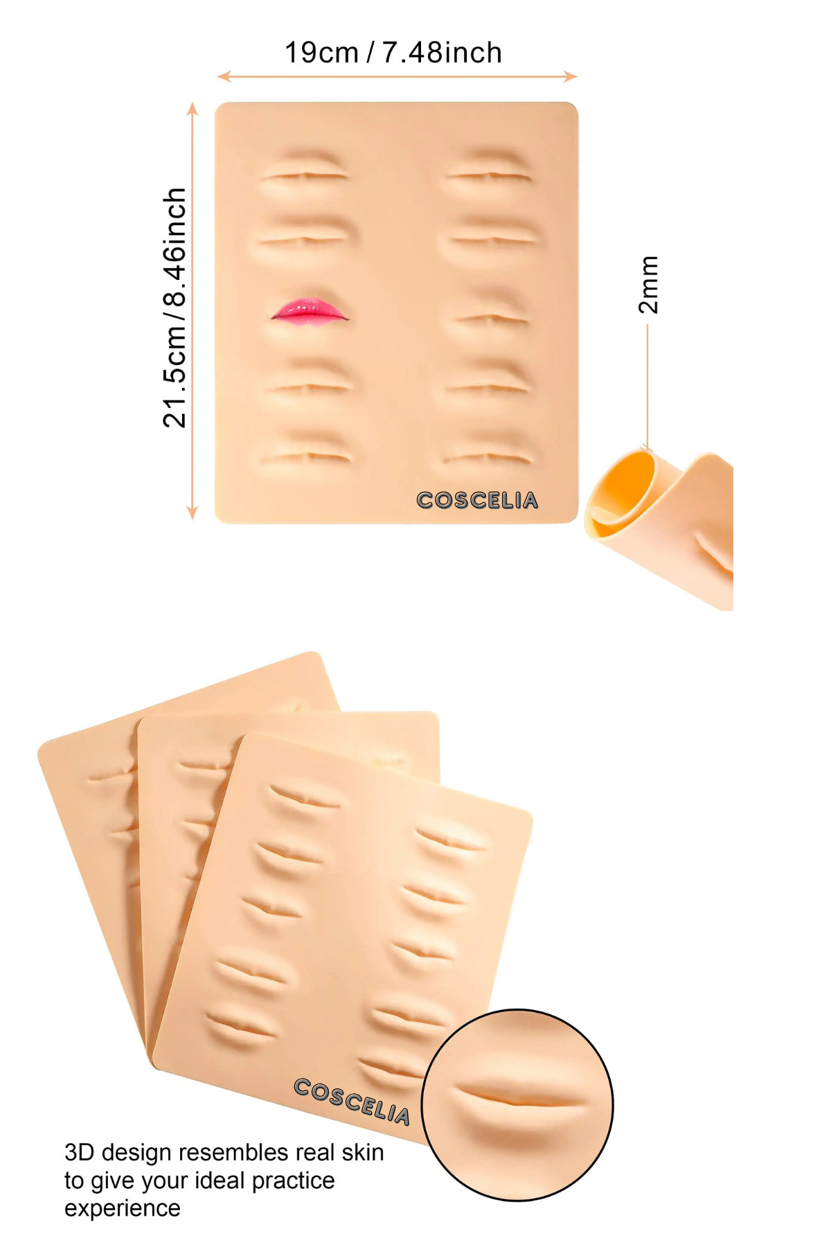 5D Silikon Kalıcı Makyaj Dövme Eğitimi Uygulama Cilt Boş Dudaklar Microblading Dövme Latex 3 Adet — dudaklatex3 — تصویر 3 از 3