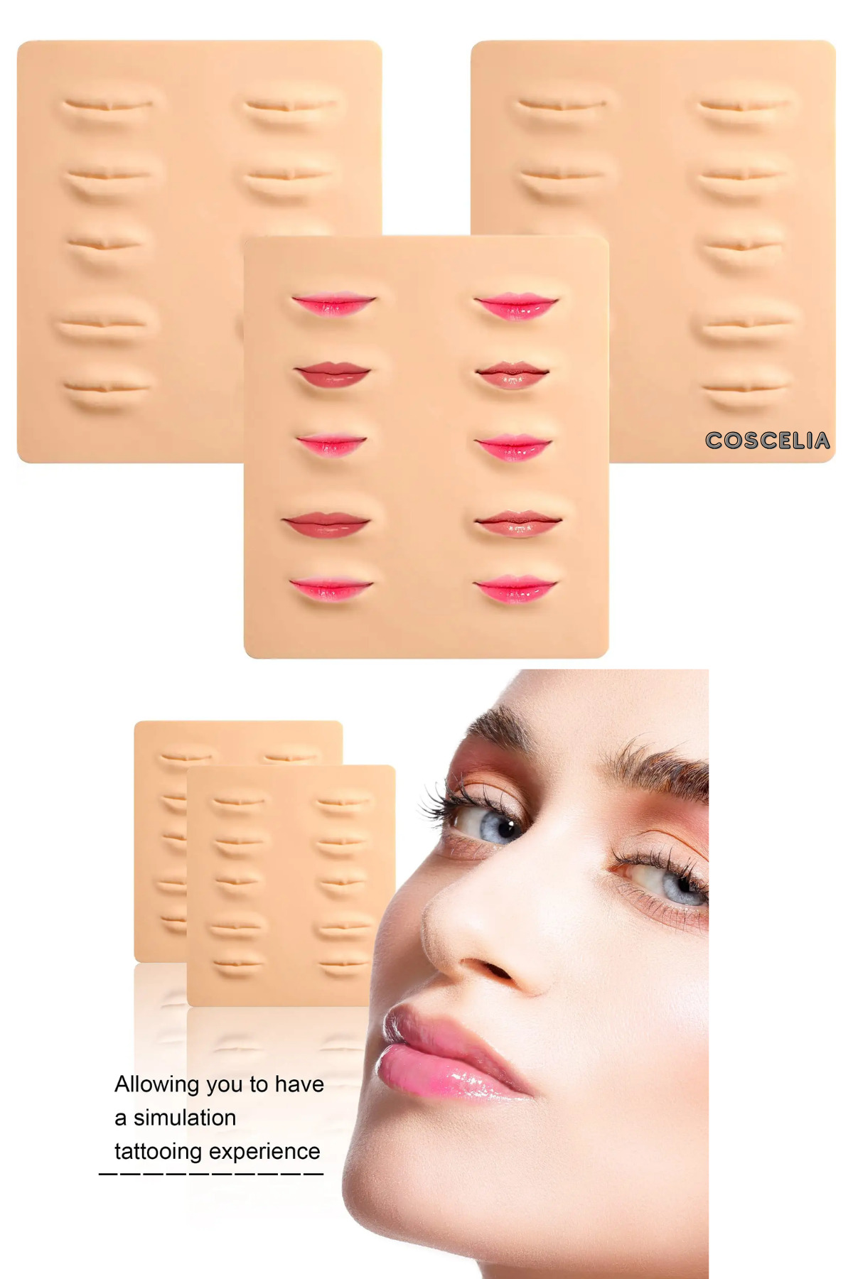5D Silikon Kalıcı Makyaj Dövme Eğitimi Uygulama Cilt Boş Dudaklar Microblading Dövme Latex 3 Adet — dudaklatex3 — تصویر 2 از 3