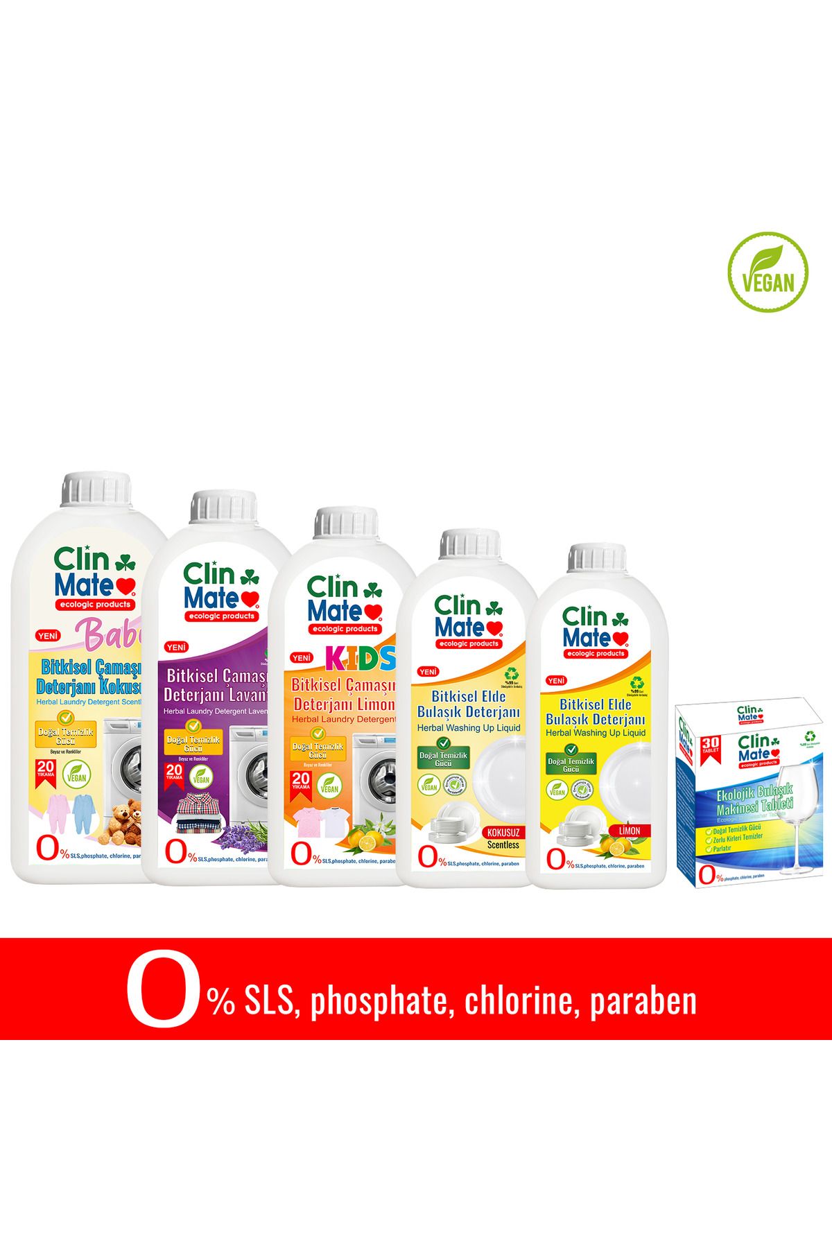 Clinmate 6'lı Set BEBEK ÇAMAŞIR DETERJANI VE AİLEMİN DETERJANLARI