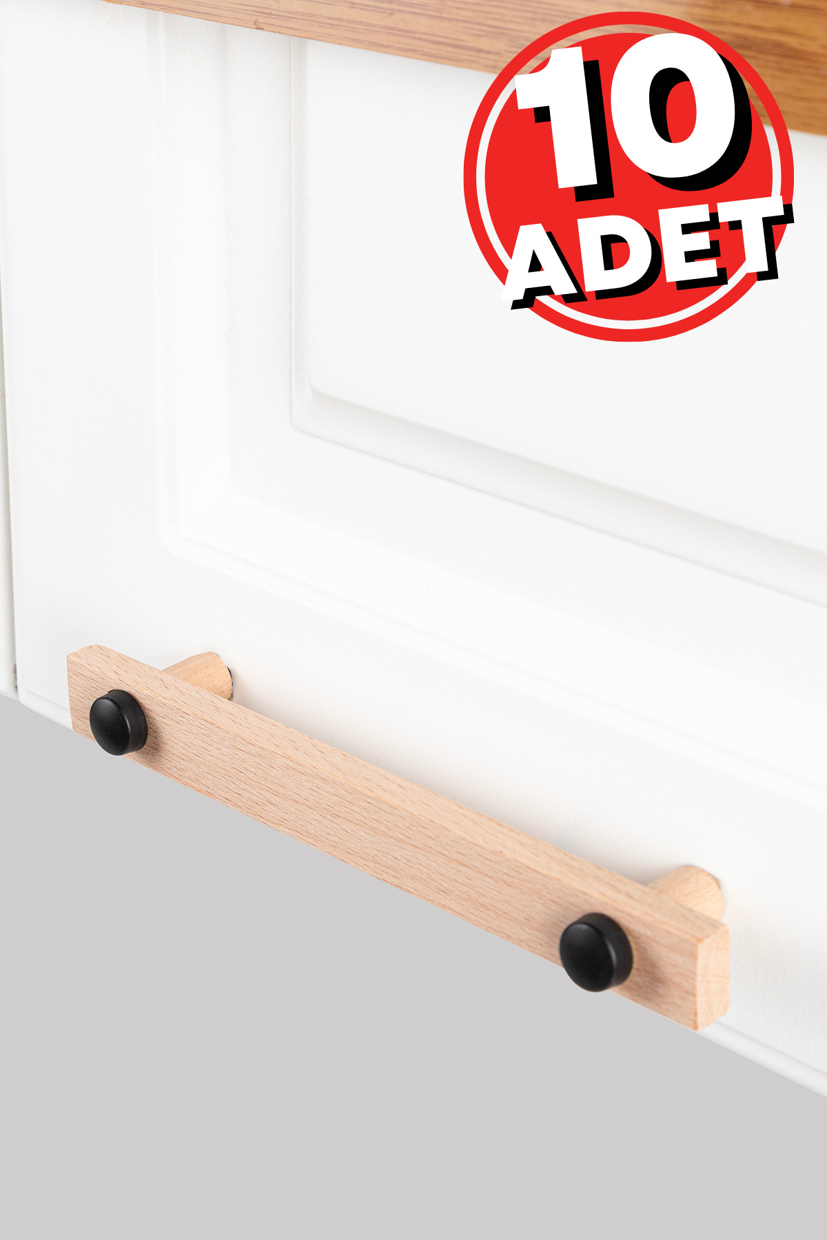 Cabinet Handle, 10 Pcs - 192 Mm (19.2 CM) - Natural Wooden Handle, Drawer Handle, Kitchen Cabinet Handles