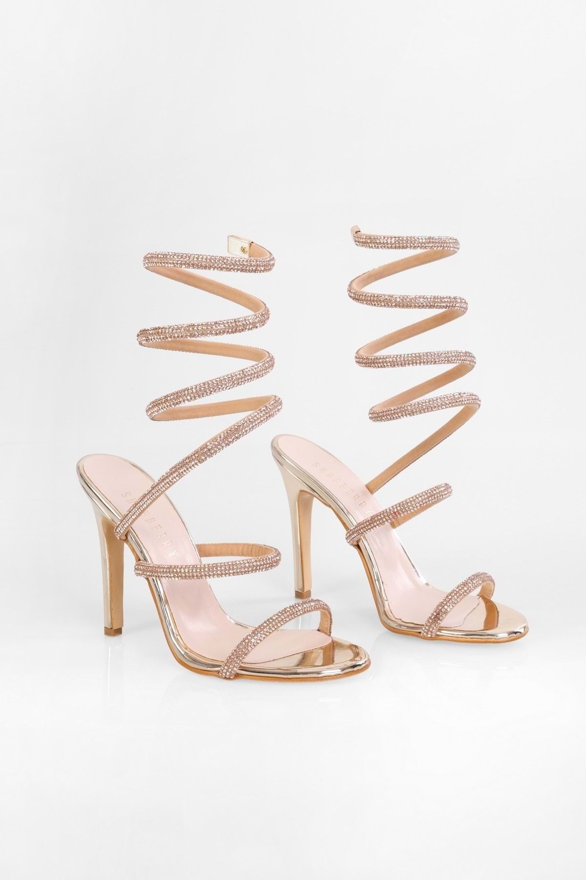 Gold wrap heels new arrivals