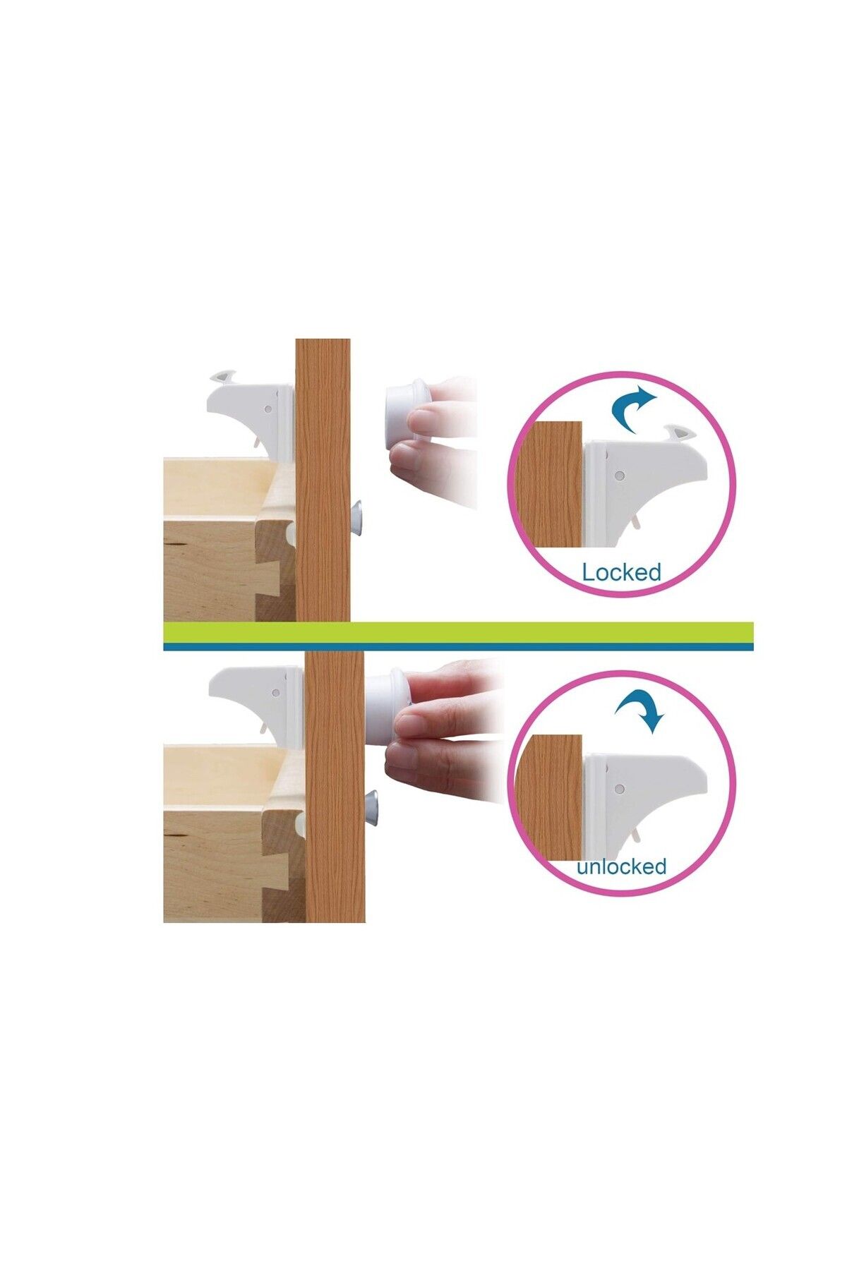 Hdg-Hidden Magnetic Cabinet And Drawer Lock Magnetic Security Lock Set of 8 5
