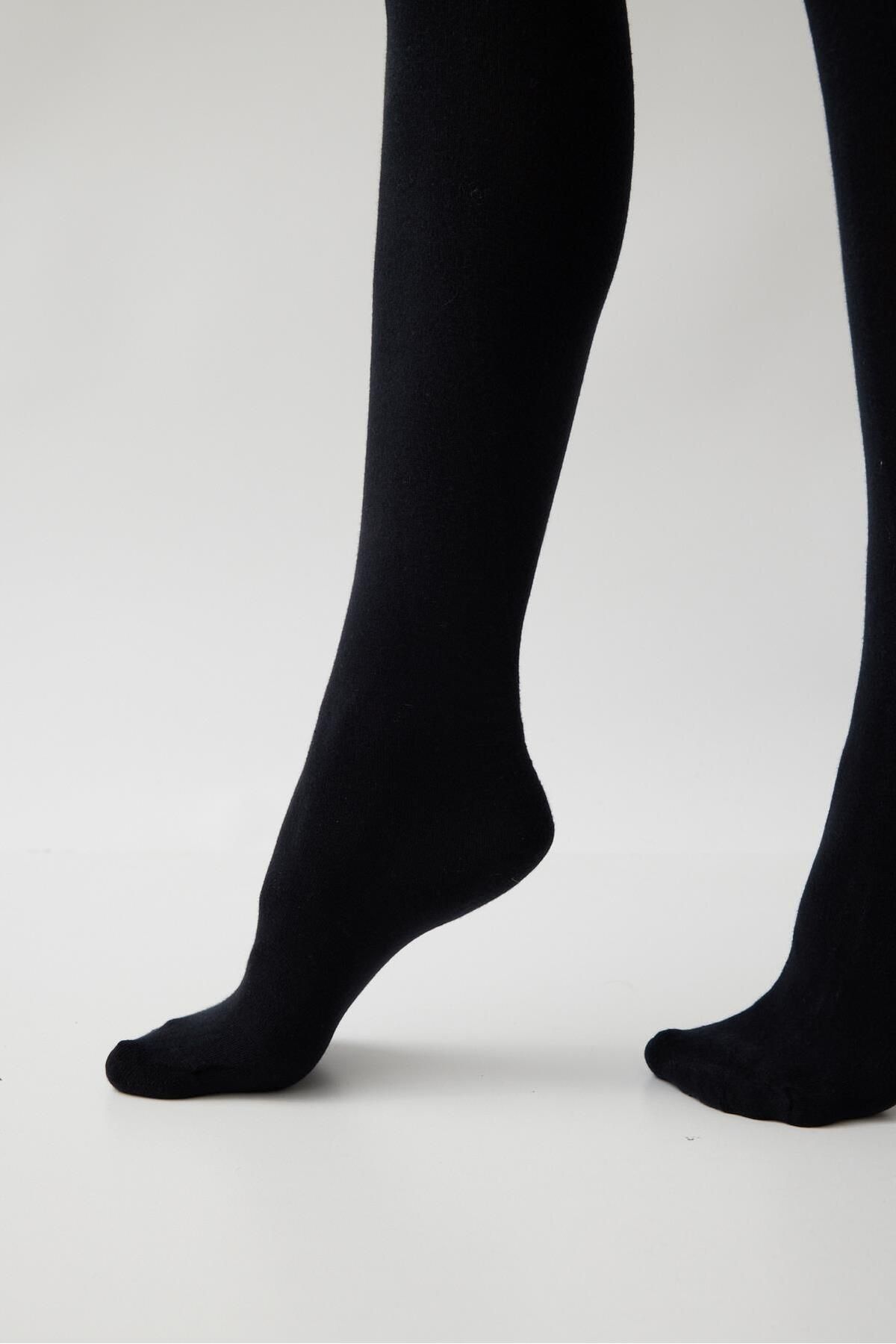 Pamuklu Düz Kadın Külotlu Çorap Hardal