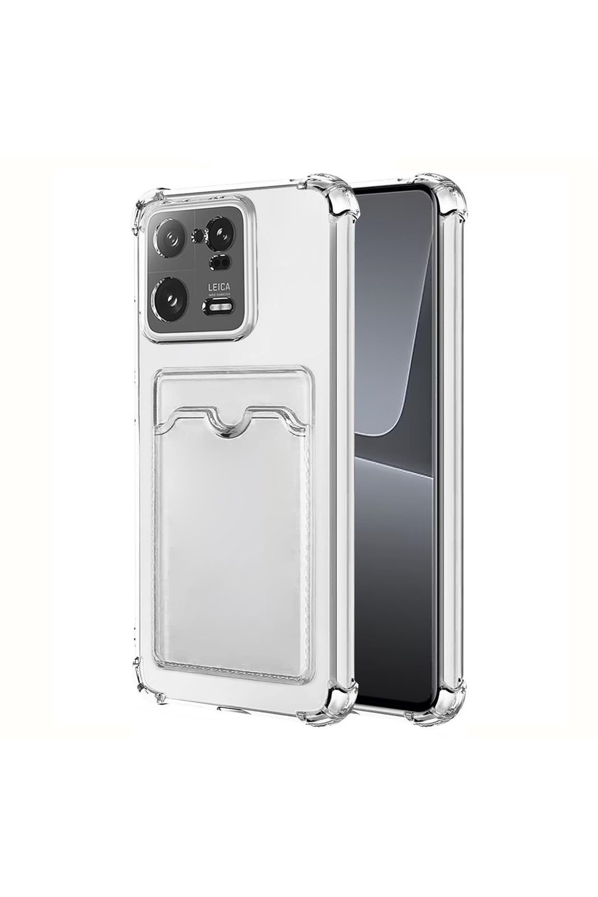 Xiaomi Mi 13 Pro Kapak Kamera Korumalı Kartlıklı Darbe Emici Özellikli Şeffaf Silikon Kılıf