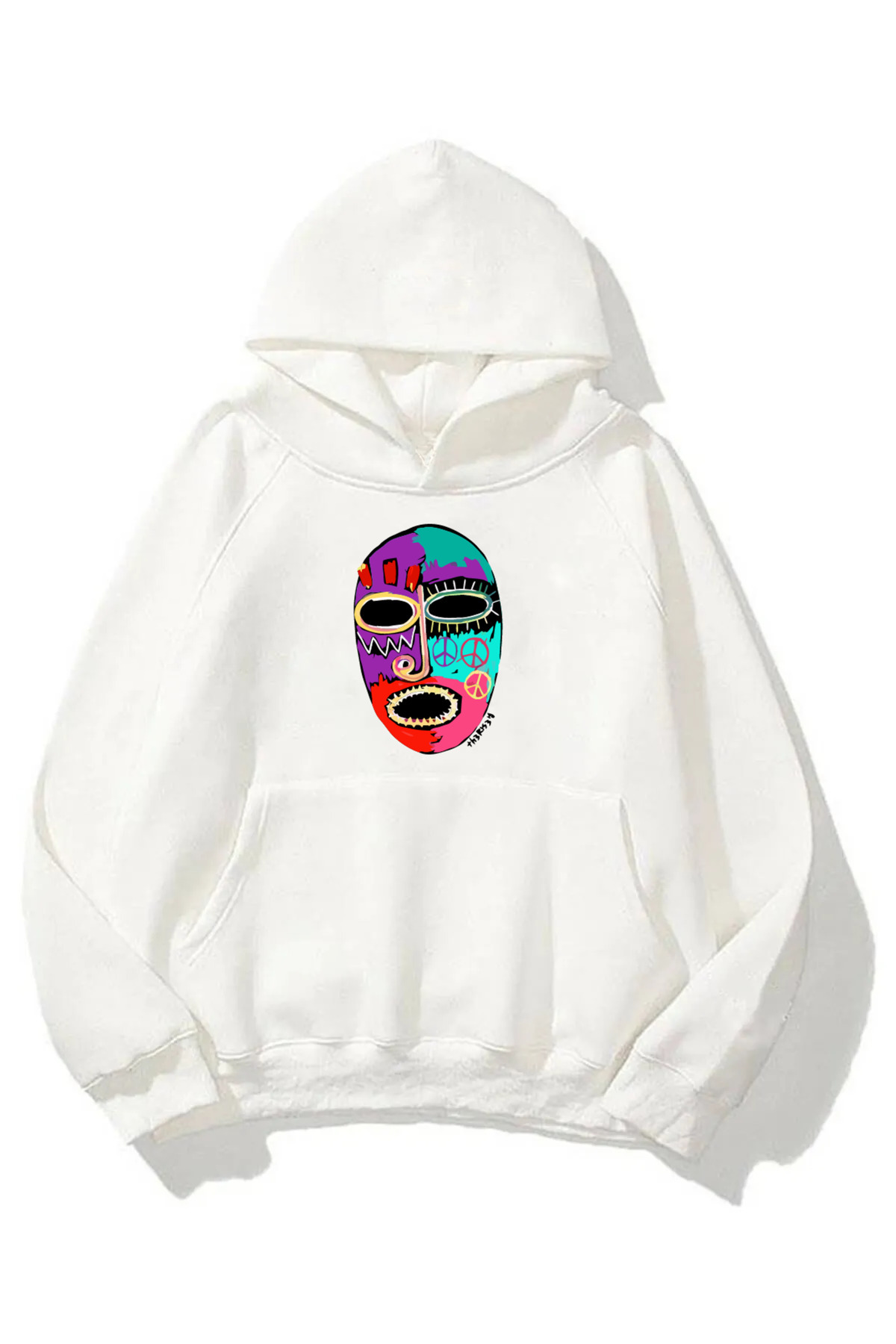 Unisex Oversize Peace Kalın Kumaş Kapüşonlu Sweatshirt
