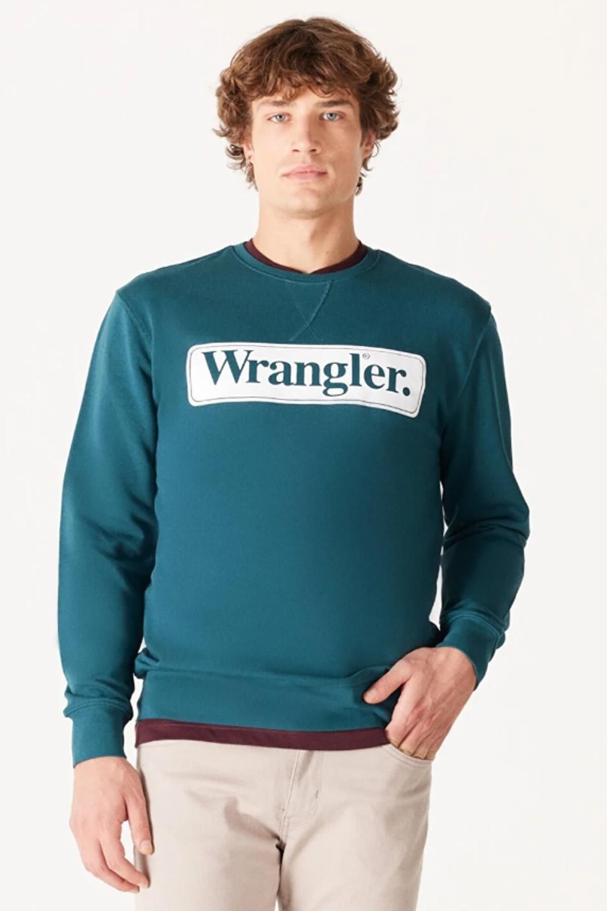 Wrangler W6F3I3G03 GREEN-WHITE FRONT PRINTED COLLAR MEN