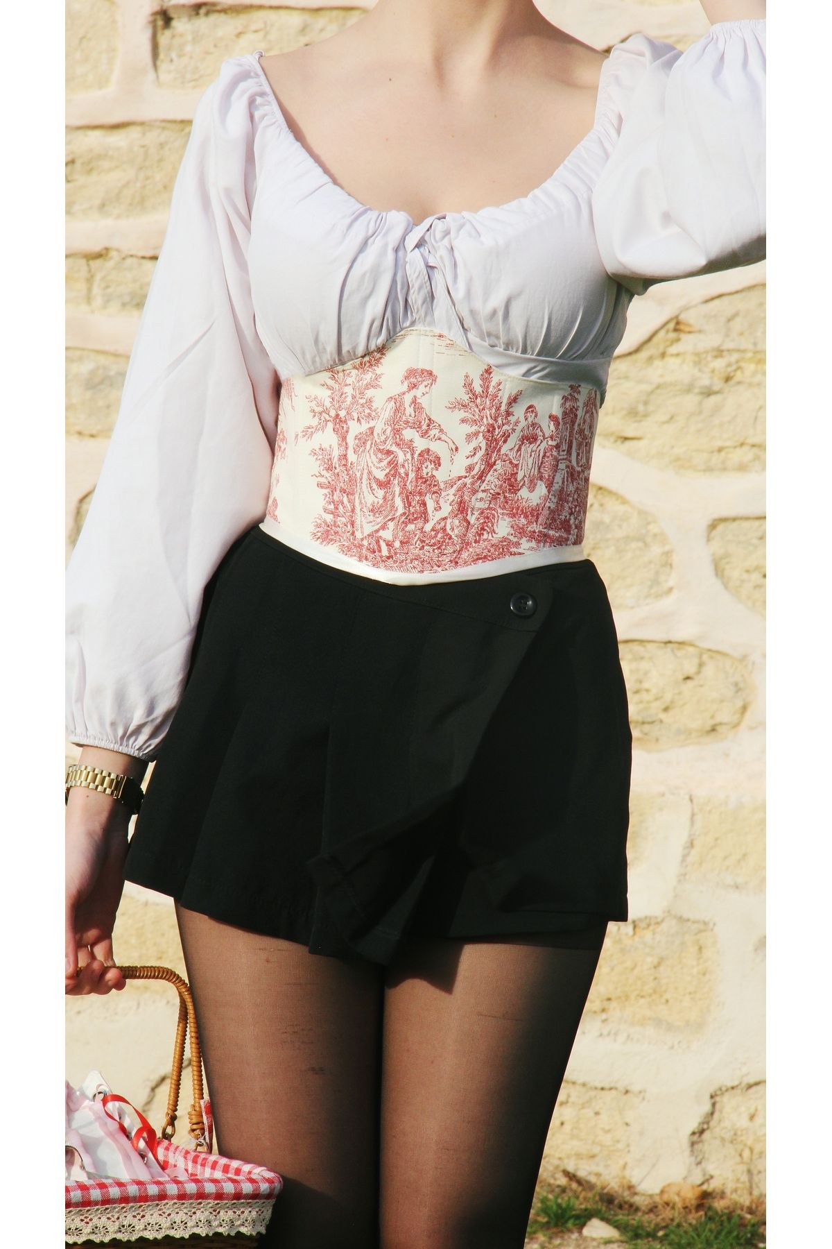 KSDESIGN-tile pattern underwire waist corset belt 1