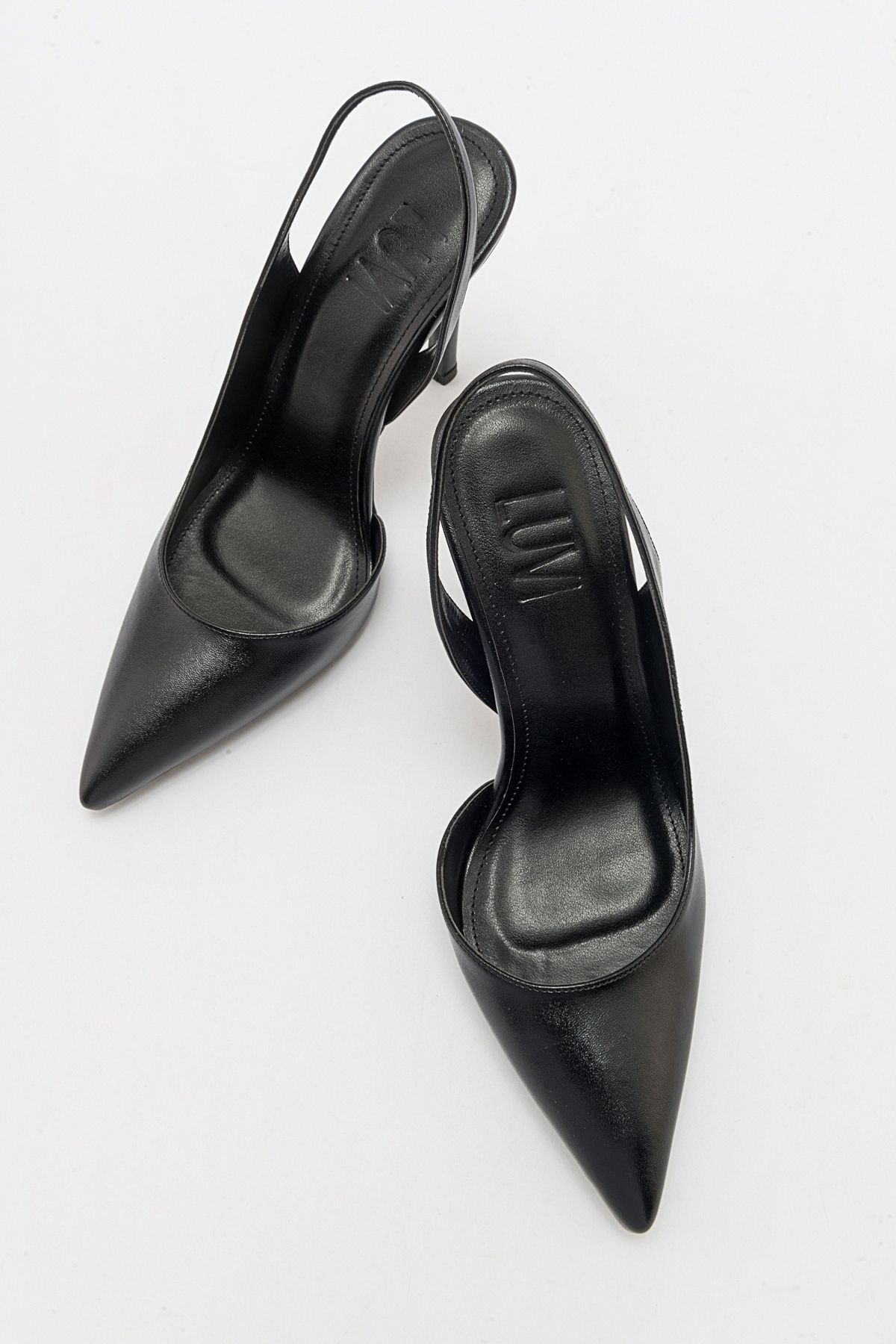 کفش پاشنه کلاسیک سیاه زنانه بلند پوست luvishoes