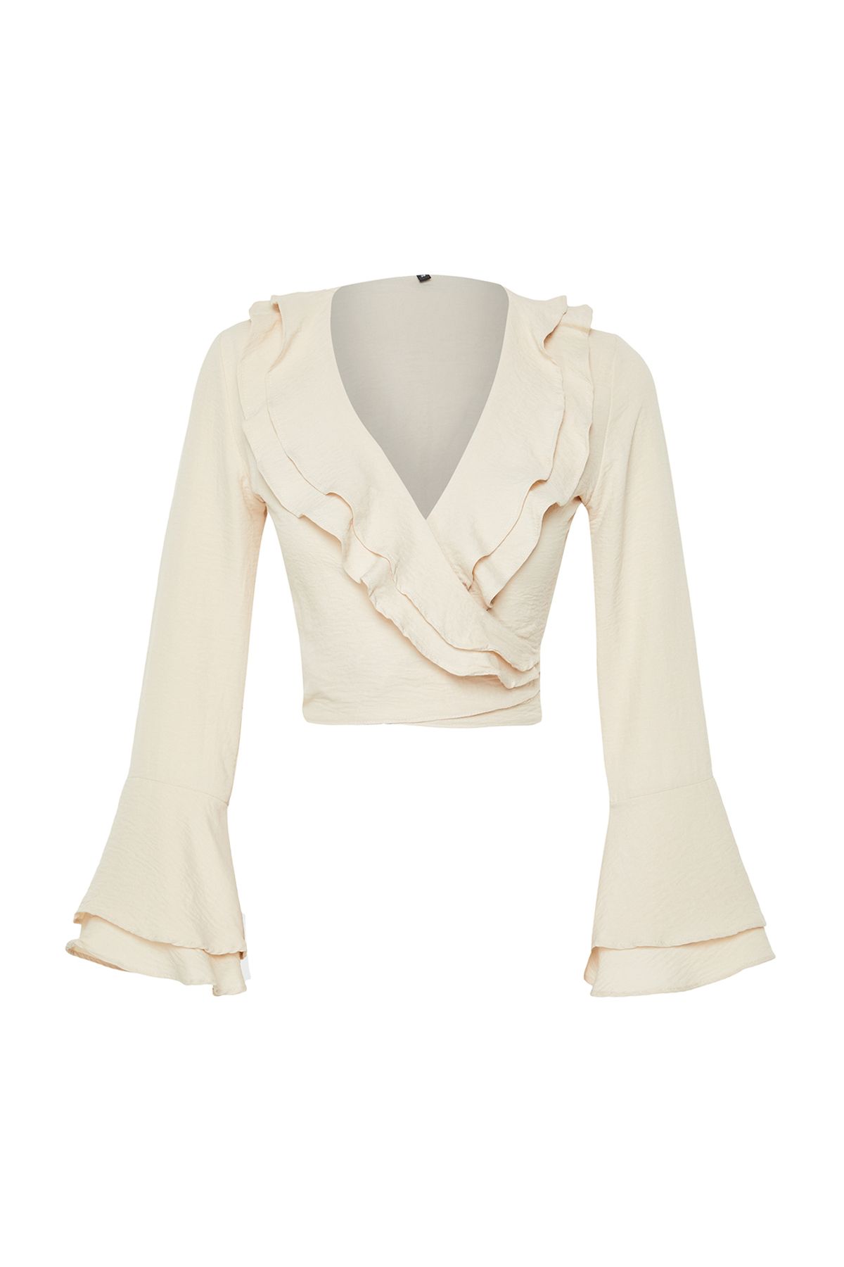 Trendyol Collection-Μπεζ δέσιμο μπροστά Crop Woven Μπλούζα TWOSS24BZ00234 7