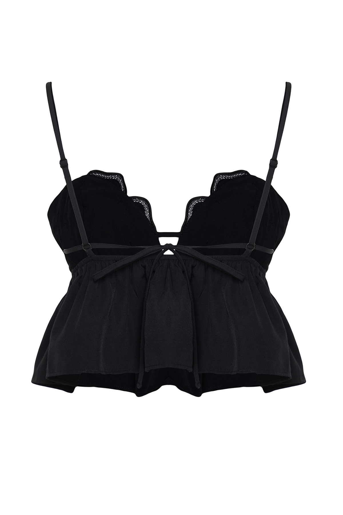 Trendyol Collection-Ανθοκέντητη Μαύρη Μπλούζα Crop - TPRSS24BZ00030 8