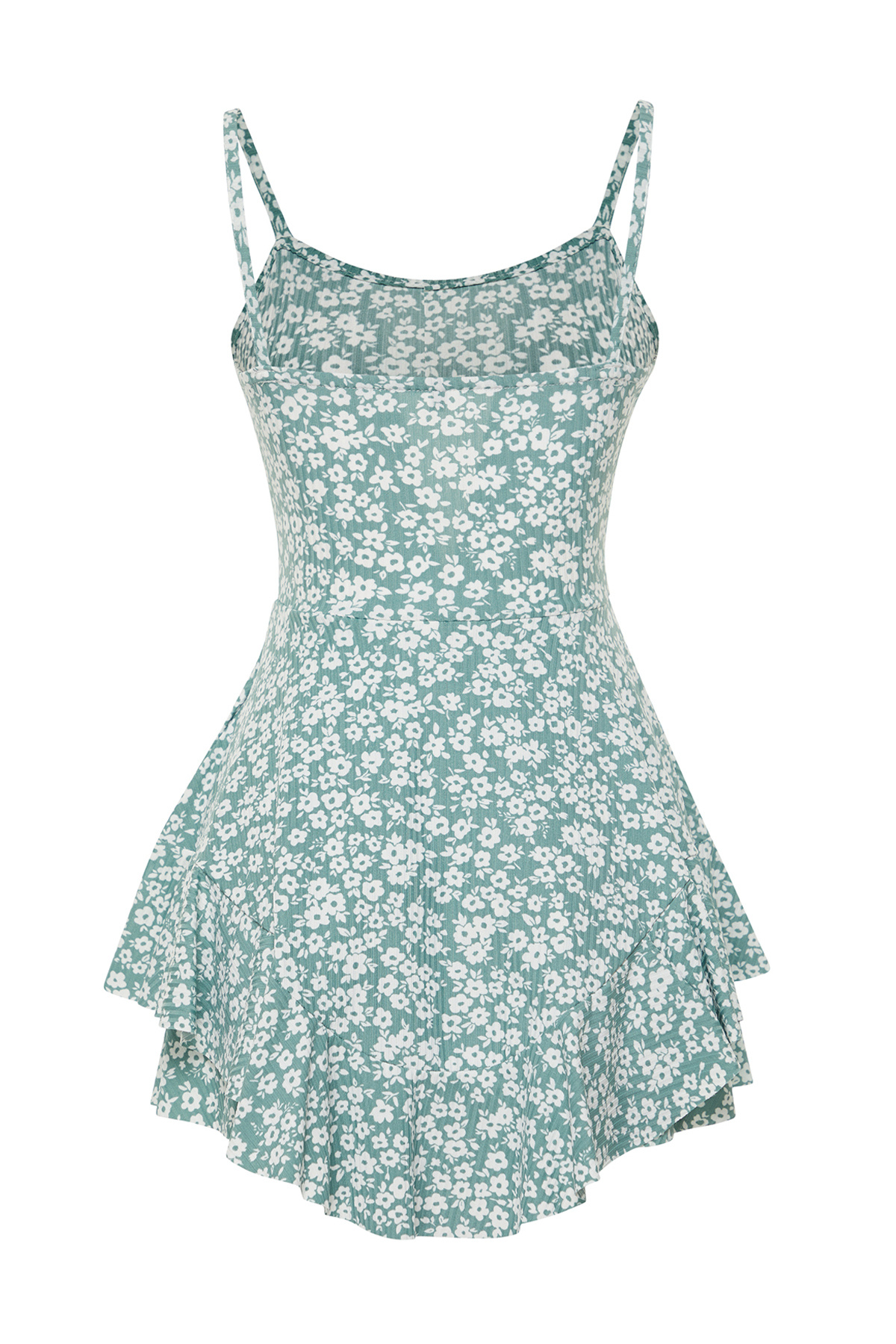 Trendyol Collection-Mini-Strickoverall mit Mintblumen-Print und Shorts mit Volants und Trägern TWOSS23TU00044 9