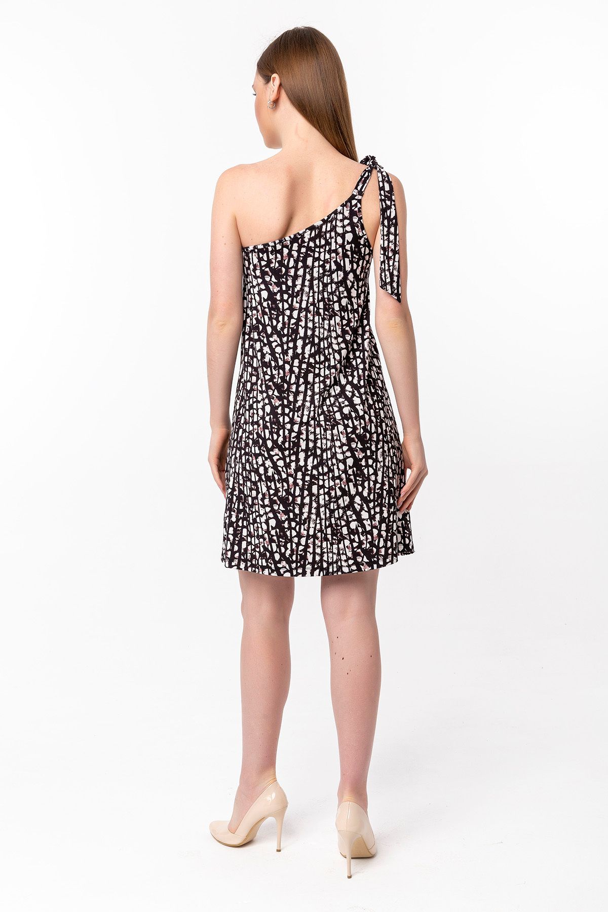 Laranor-Rochie cu model cu cravată cu un singur umăr 4