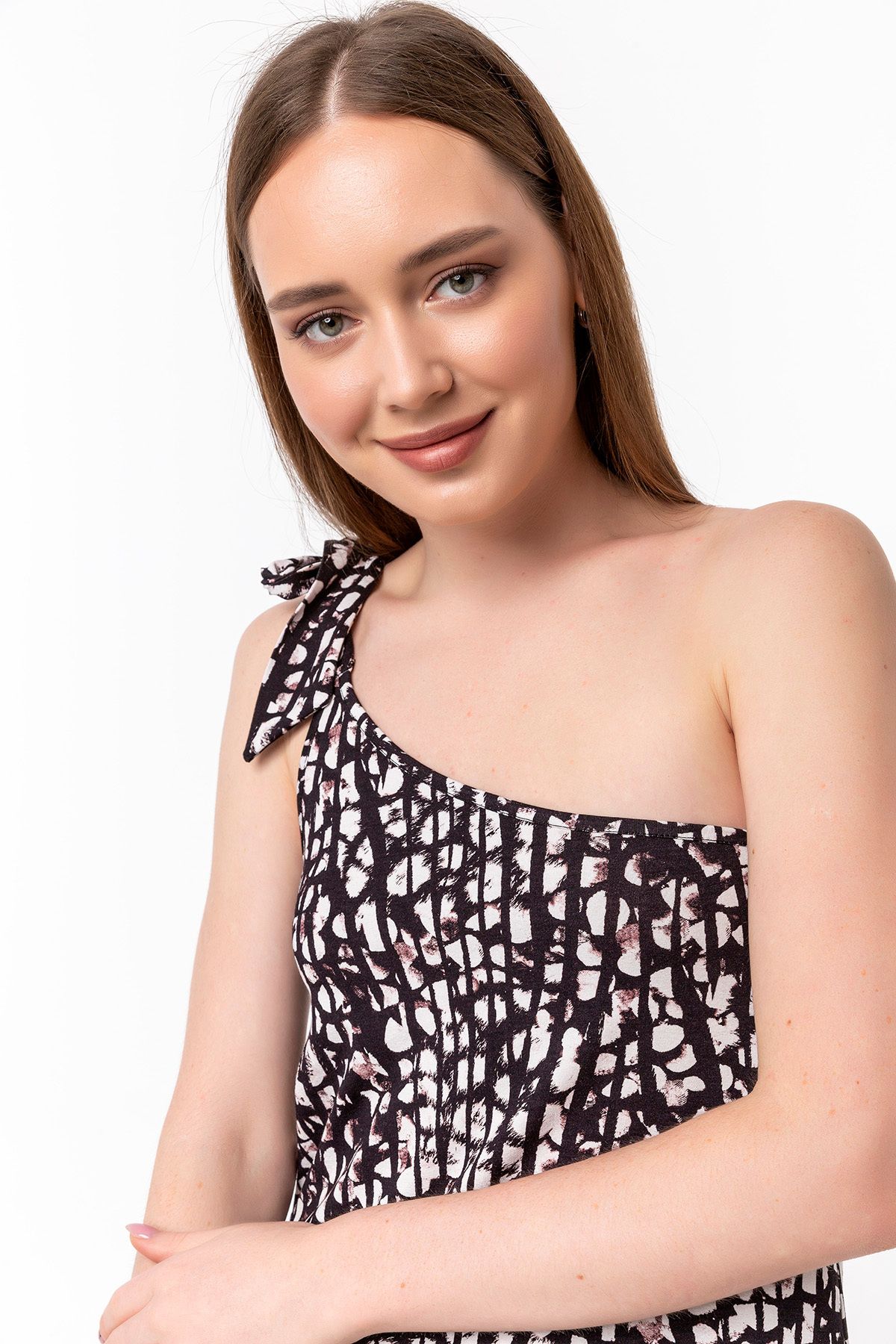 Laranor-Rochie cu model cu cravată cu un singur umăr 5