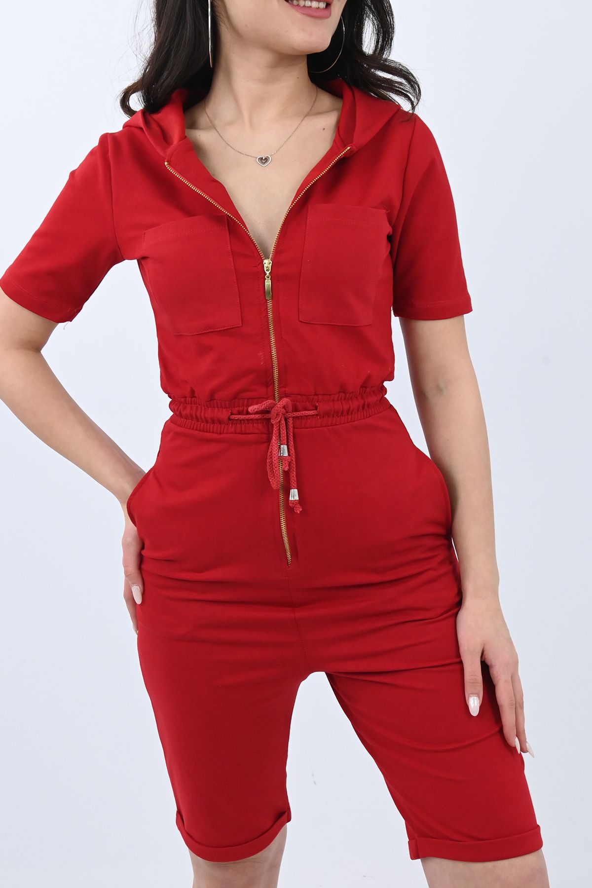 Koza Butik-Salopetă cu mânecă scurtă și curea de frânghie 8963 1