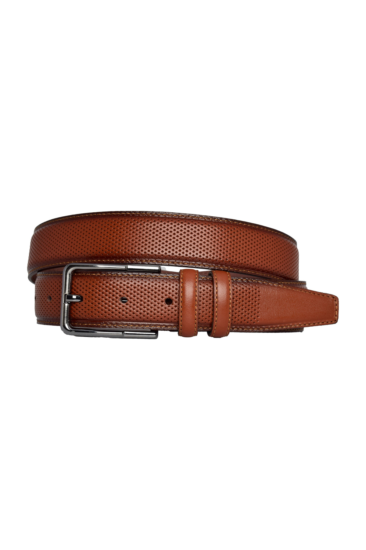 GoDeri-Brown Stitched Classic, Fabric Trouser Belt 3.5 Cm 3
