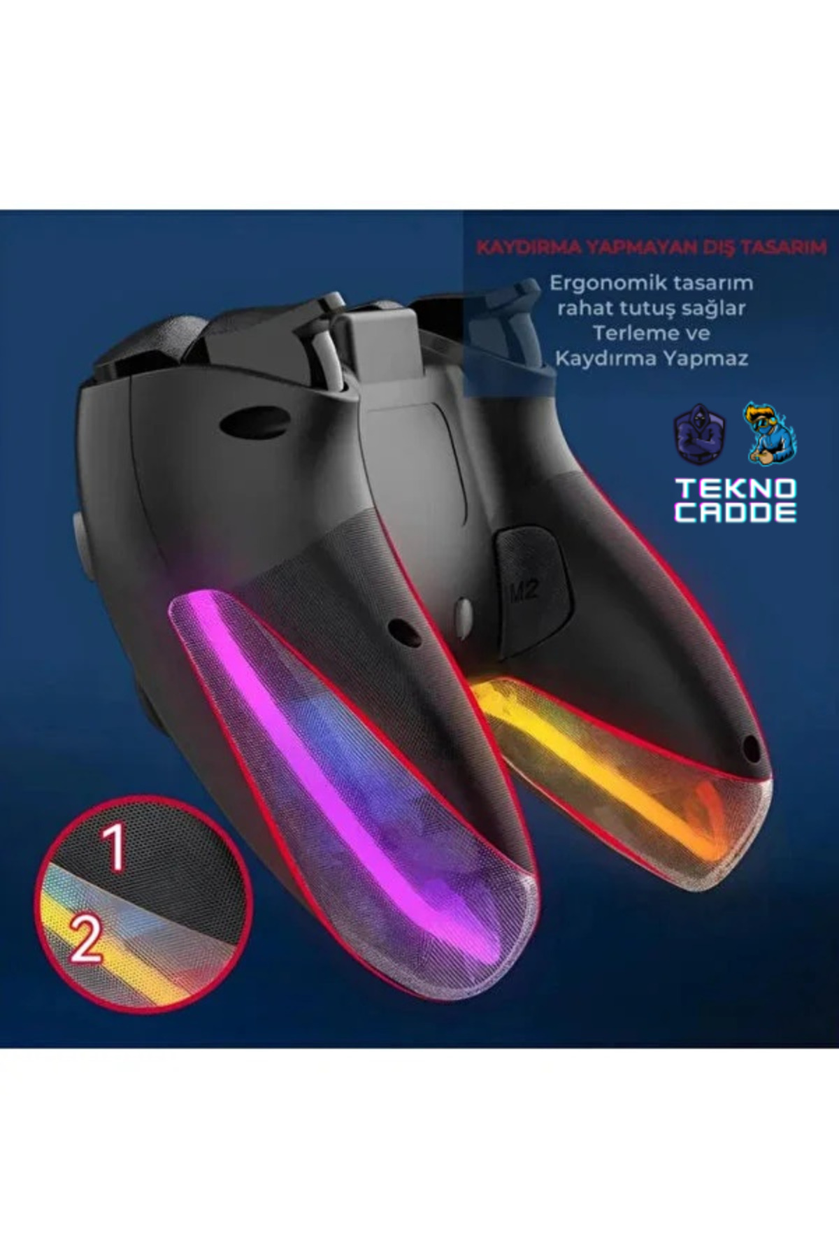 P07 RGB Işıklı Titreşimli PS4/iPhone/iPad/Android/Switch/PC Uyumlu Oyuncu Gamer Joystick 2