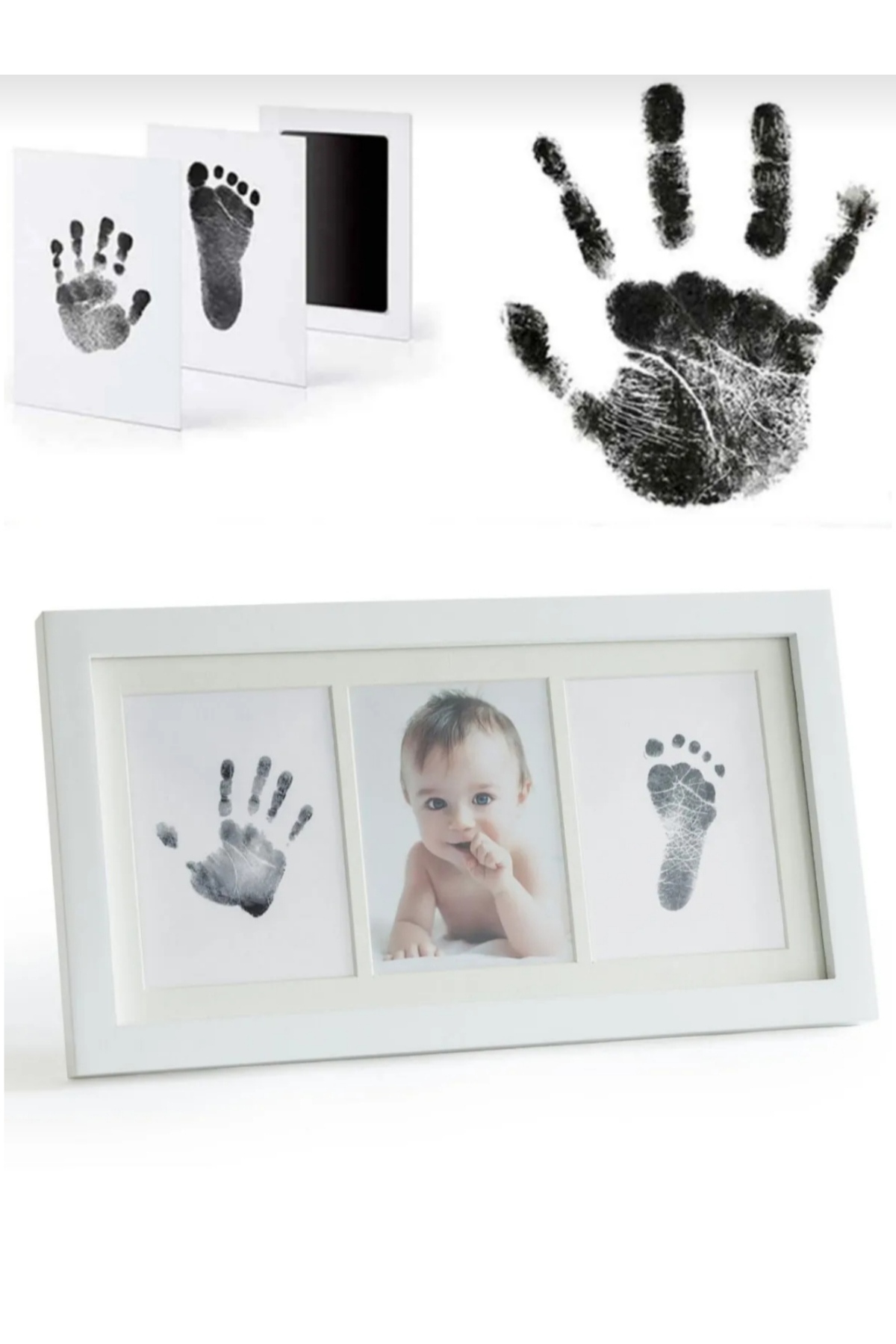 Rames Gift Bebek & Evcil Hayvan El Ayak Pati Izi Anı Albüm Baskı Seti Mürekkepsiz Bebek Siyah Kit Orta Boy fotoğrafı 6 (önizleme)