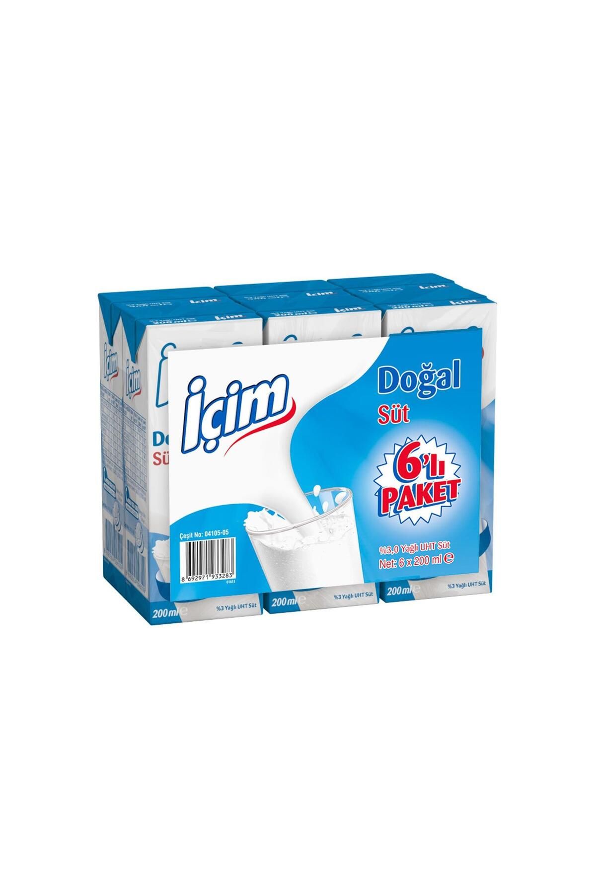 İçim Sade Yağlı Süt 200 Ml X 6 Adet
