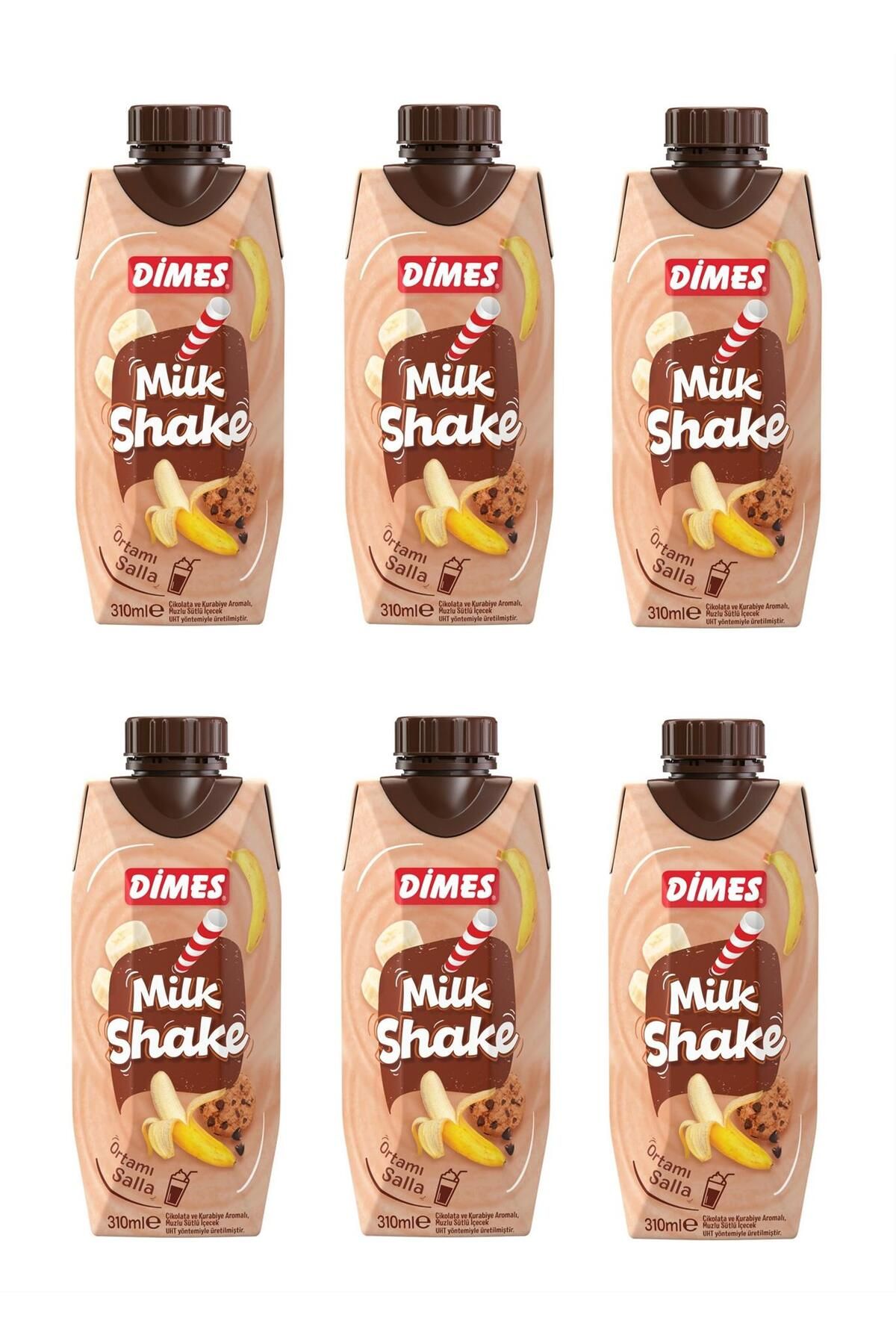 Dimes Milkshake Çikolata Ve Kurabiye Aromalı Muzlu 310 Ml X 6 Adet