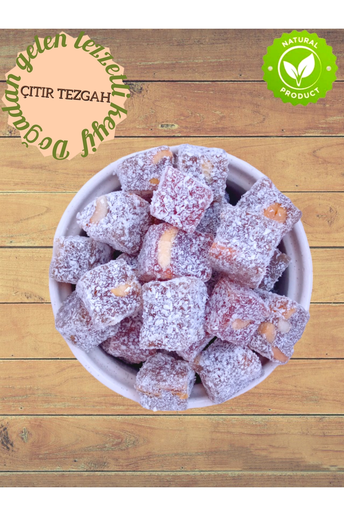 ÇITIR TEZGAH Çifte kavrulmuş yer fıstıklı hindistan ceviz kaplamalı taze lokum 500 gr