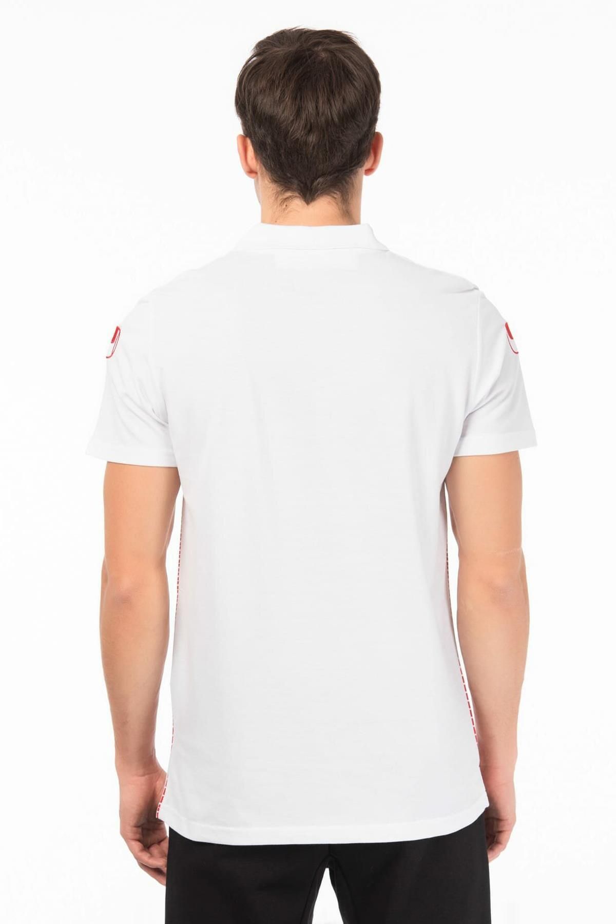 تی شرت ورزشی سفید مردانه Polo Yaka T Shirt نمره 1002148 uhlsport