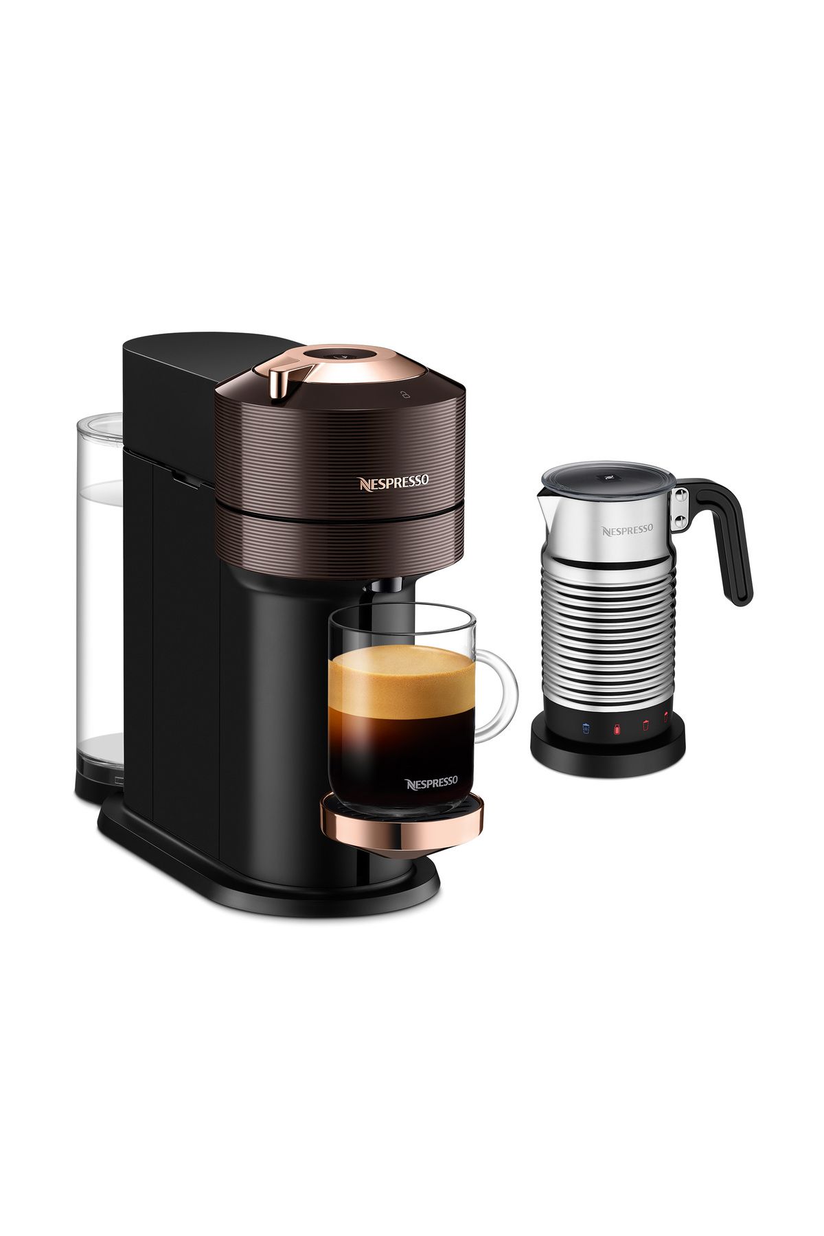 Кофемашина Nespresso Vertuo Next Premium Brown и аксессуар для вспенивания молока A4KGDV1-EUBRNE2