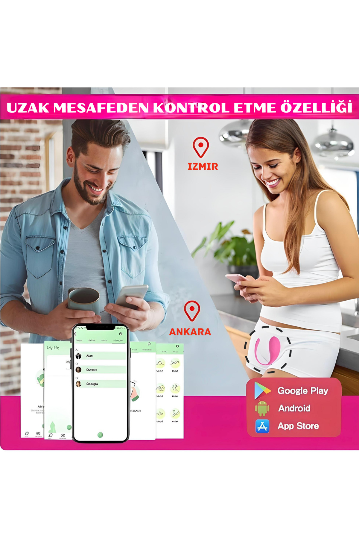 G Noktası Ve Klitoris Orgazmı Telefon Kontrollü Şarjlı Anal 10 Titreşim Fonksiyonl Fantezi Vibratörü 4