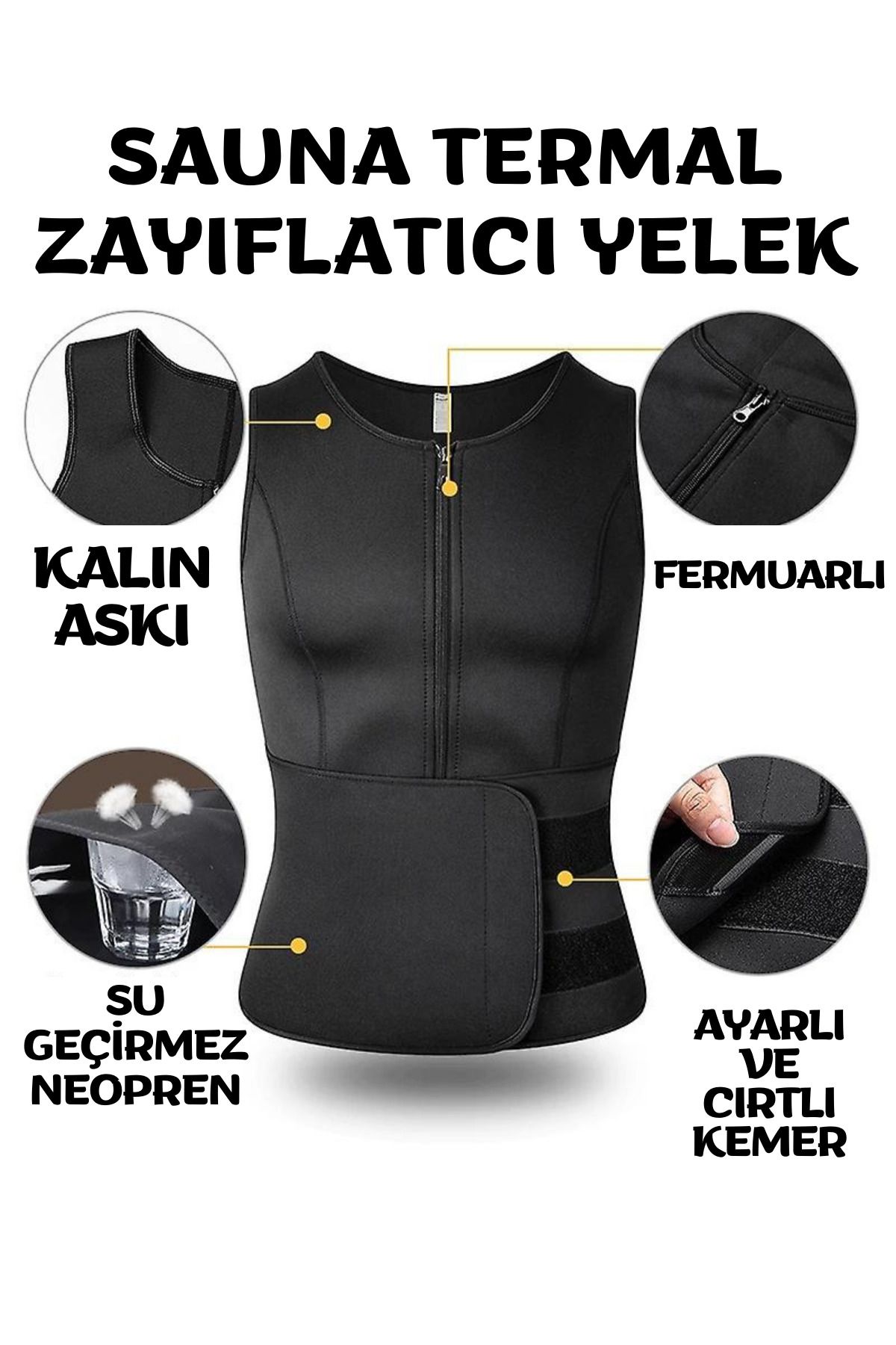 İNCEYAŞAM-Sauna Termica Neopren Vest Vesta Barbati Biker Vest 2
