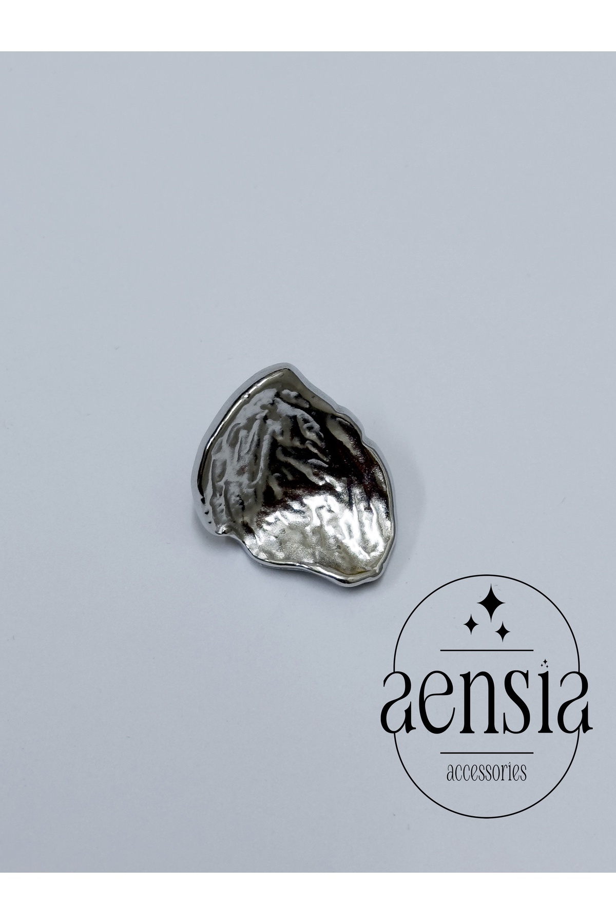 aensia-Argintiu Argintiu șifonat Asimetric Convex Shell Model Metal Coat Jacket Button 2,54 CM Button - Pachet de 6 3