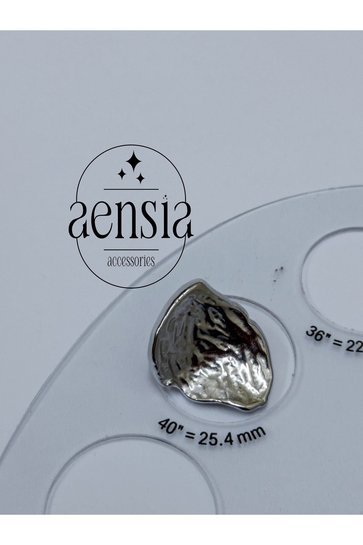 aensia-Silver Wrinkled Asymmetric Curved Shell Model Metal Coat Jacket Button - Set of 12 (6 Large + 6 Small) 5